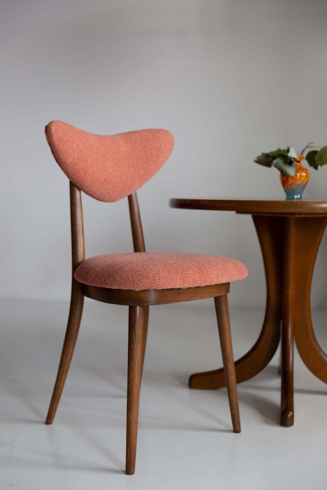 Set Of Four Midcentury Orange Velvet Heart Chairs, Europe, 1960s photo 2378.0