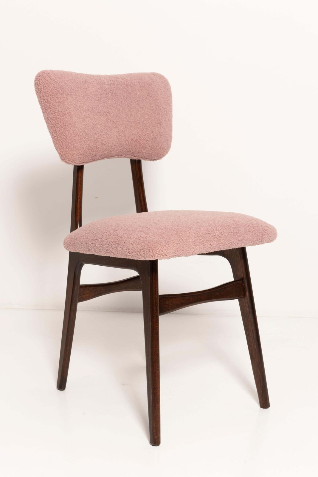 Set Of Four Mid Century Butterfly Dining Chairs, Pink Boucle, Europe, 1960s photo 2378.0