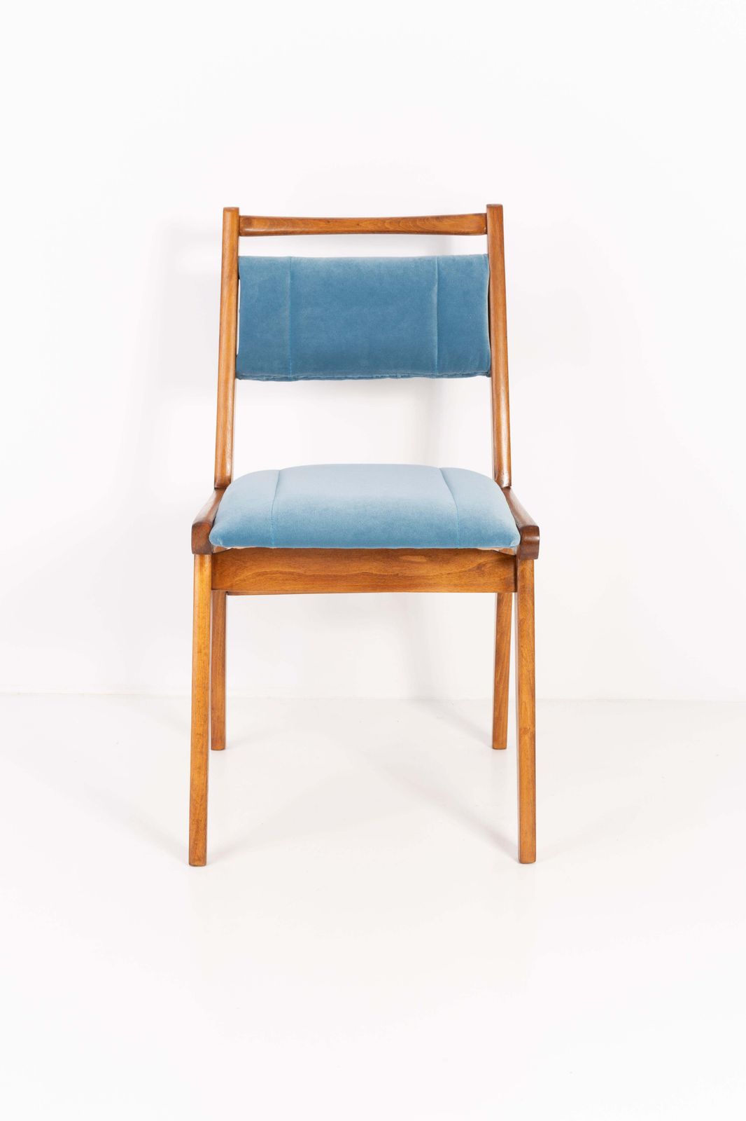 Six 20th Century Blue Velvet Chairs, Poland, 1960s photo buy