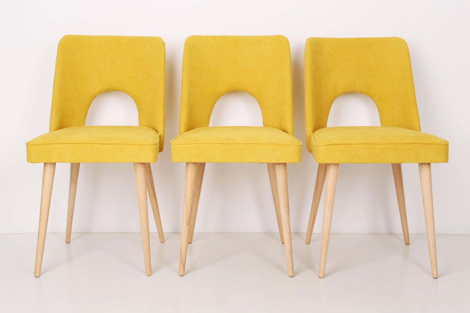 Set Of Six Yellow "Shell" Chairs, Poland, 1960s photo furniture