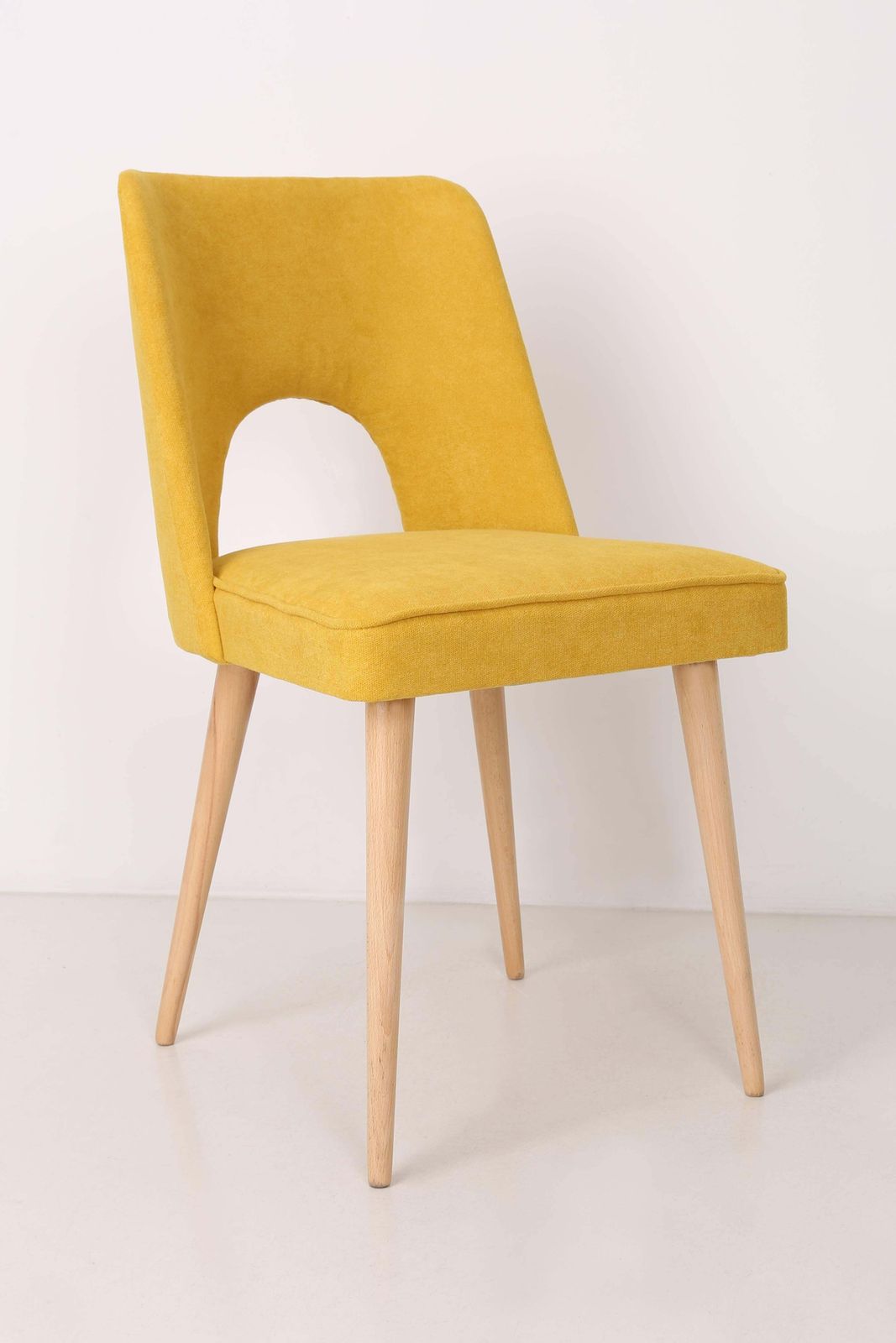 Set Of Six Yellow "Shell" Chairs, Poland, 1960s photo Furniture
