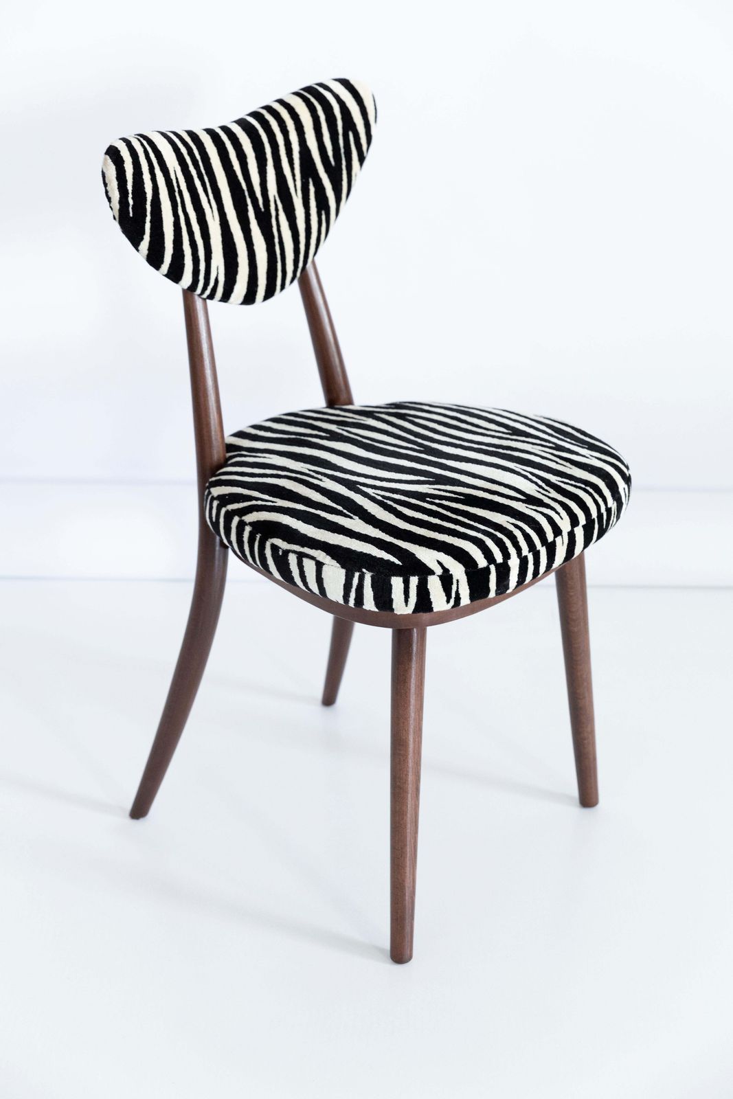 2548.0 Six Midcentury Zebra Black White Heart Chairs, Hollywood Regency, Poland, 1960s photo