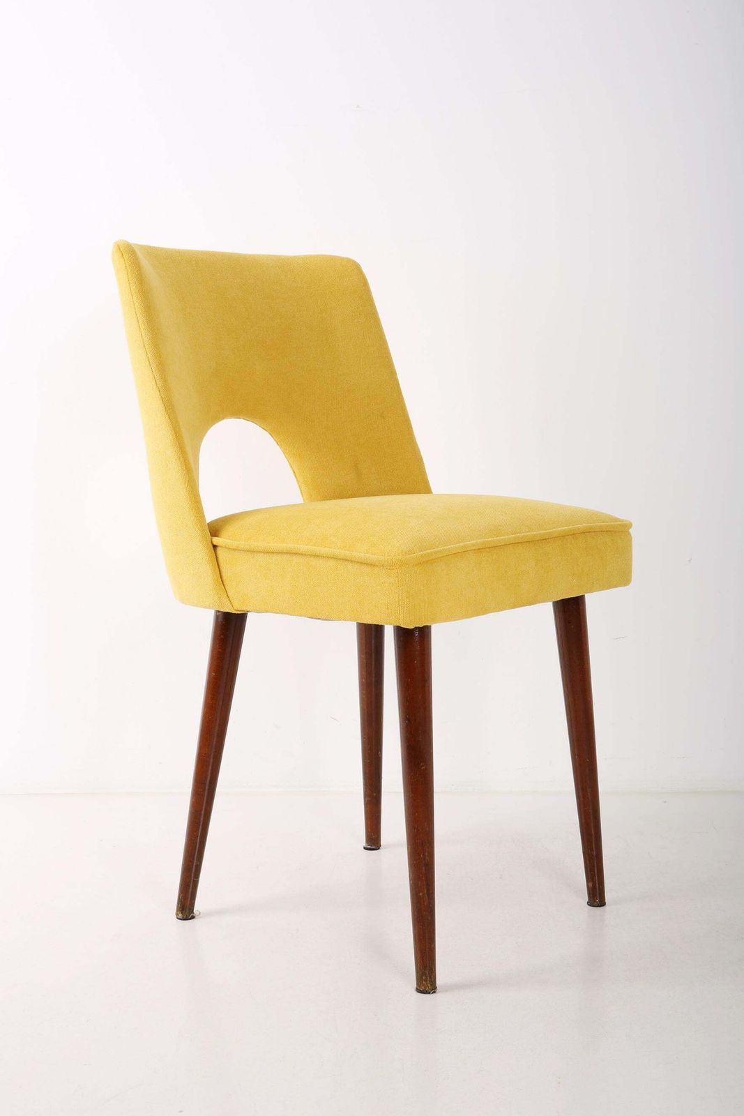 Set Of Six Yellow "Shell" Chairs, Poland, 1960s photo vinterior