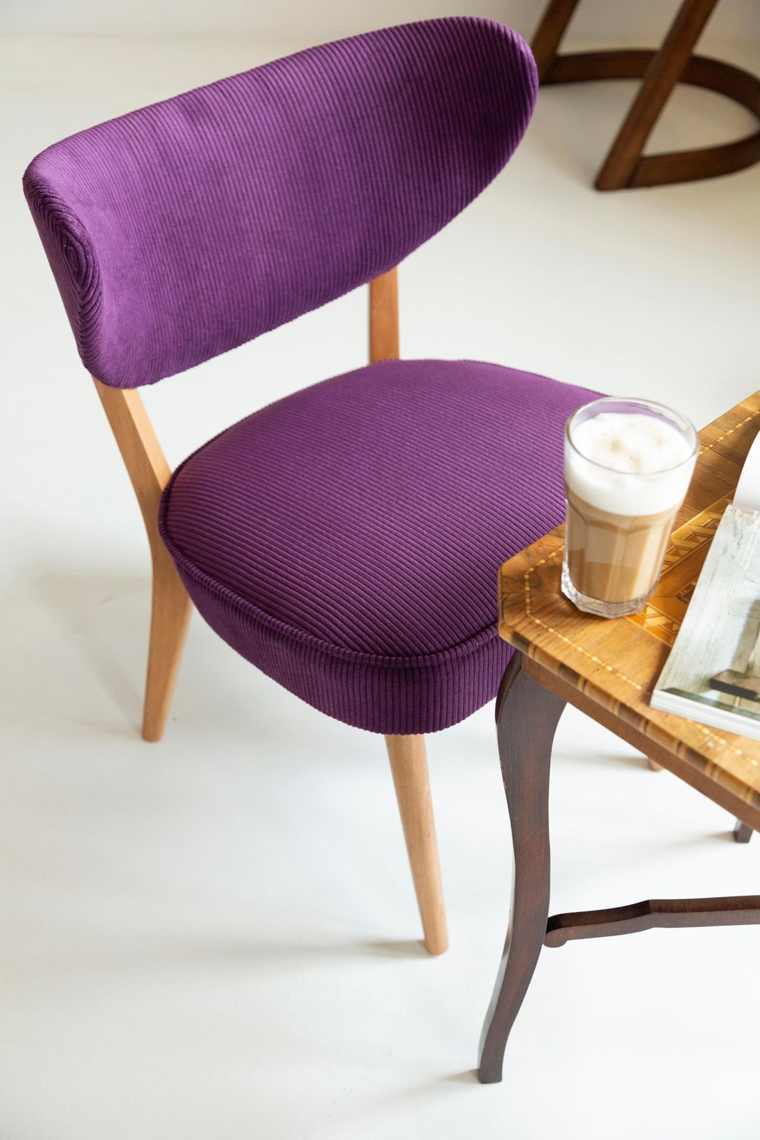 Midcentury Style Violet Velvet Club Chair, By Vintola Studio, Europe, Poland photo Furniture