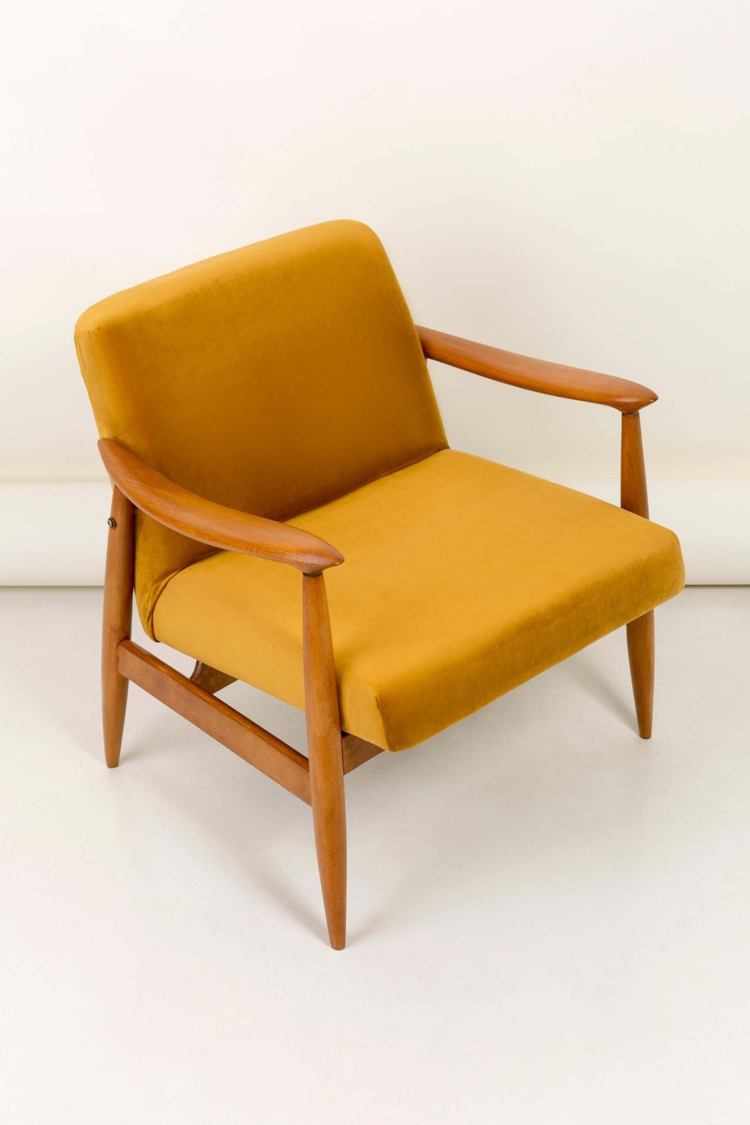 Vintage Velvet Mustard Yellow Pantone Armchair, 1960s photo furniture