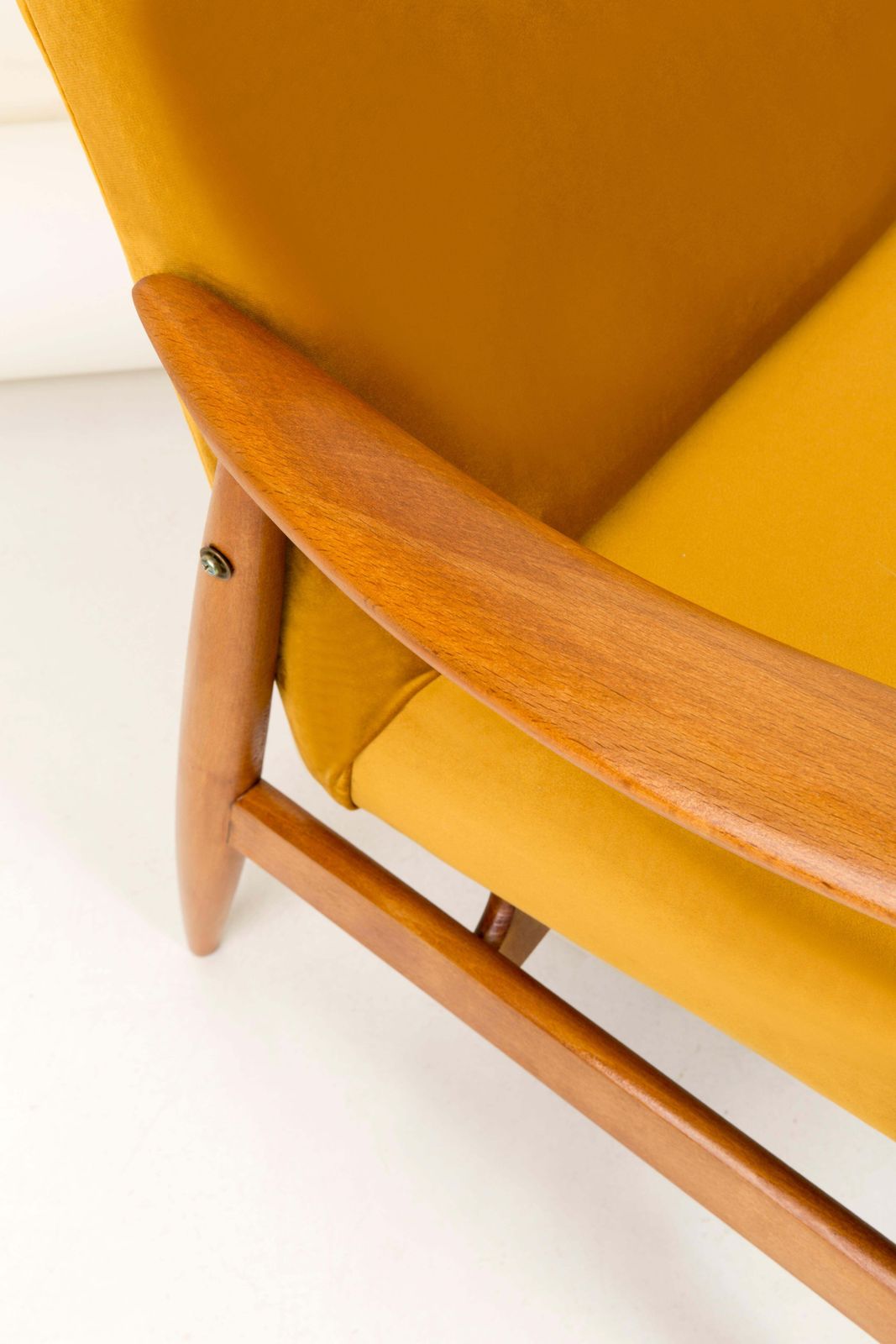 Vintage Velvet Mustard Yellow Pantone Armchair, 1960s photo Furniture