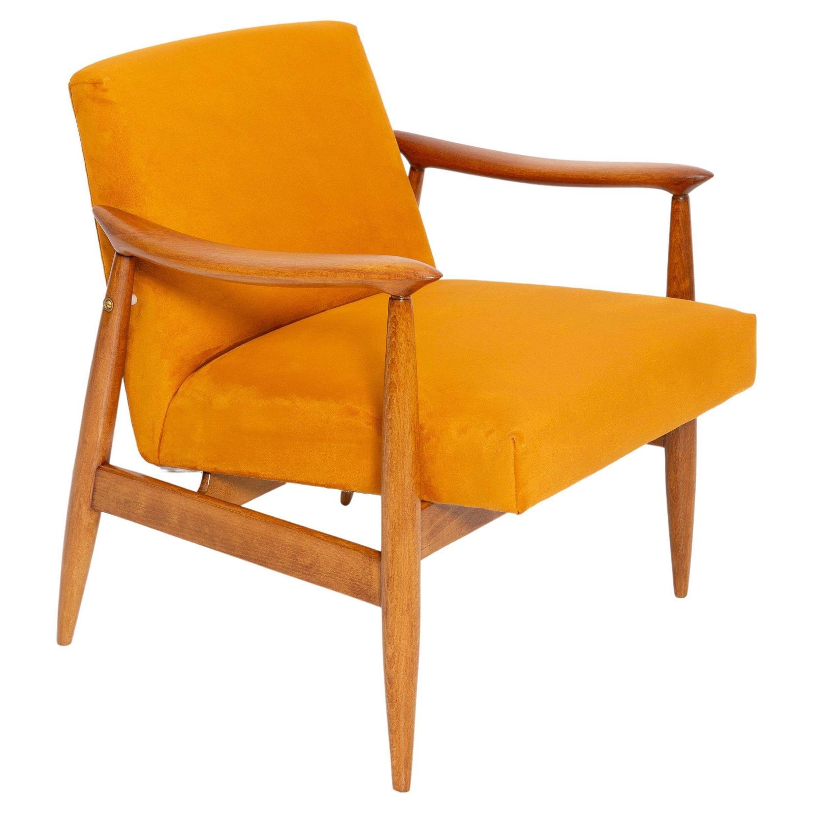 Mid Century Mosterdgele Fauteuil, Ontworpen Door J. Kedziorek, Europa, Jaren 1960