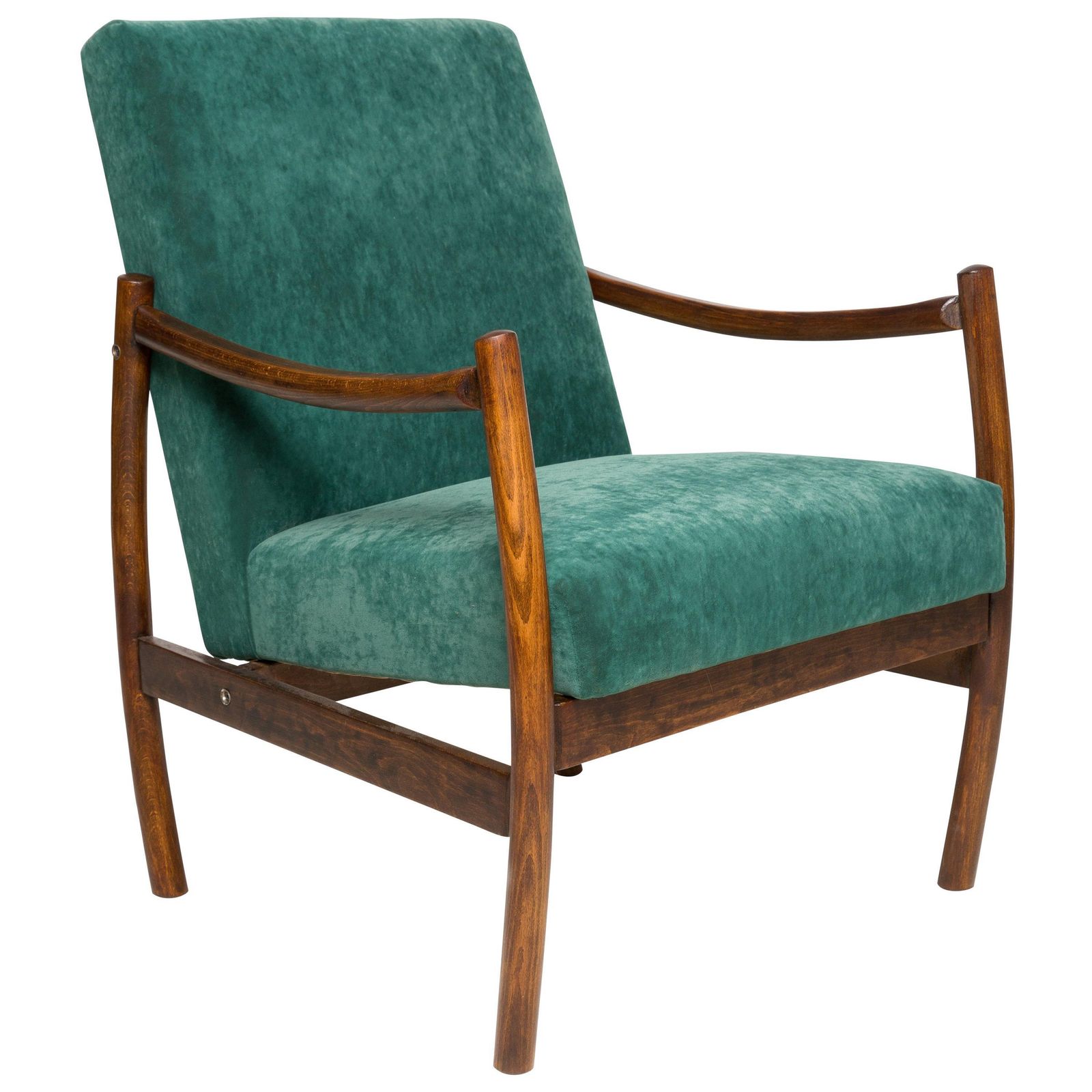 Mid Century Modern Clubfauteuil, Donkergroen Fluweel, Ca. Jaren 1960