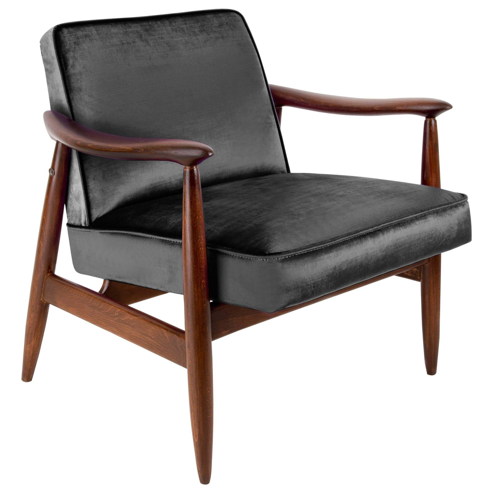 Vintage Velvet Ultra Black Pantone Armchair, 1960s