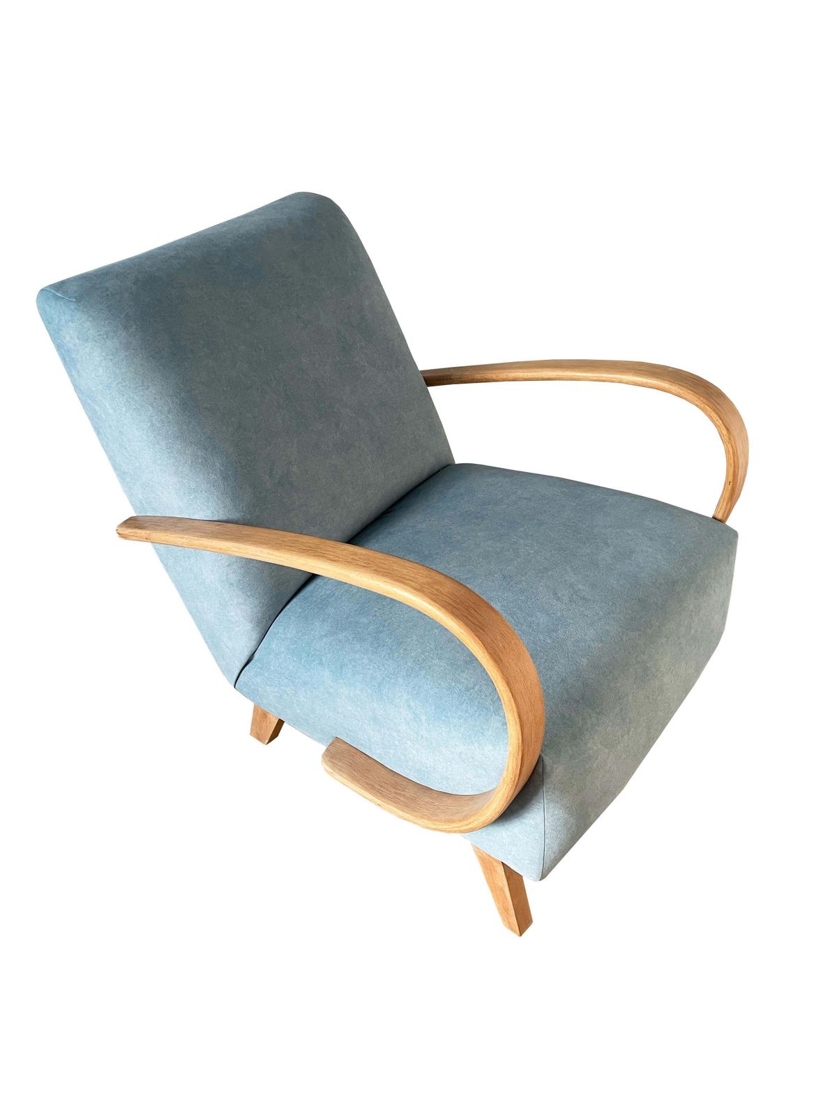 Mid Century Blue Velvet Armchair By J. Halabala, Czech Republic, 1950s photo buy