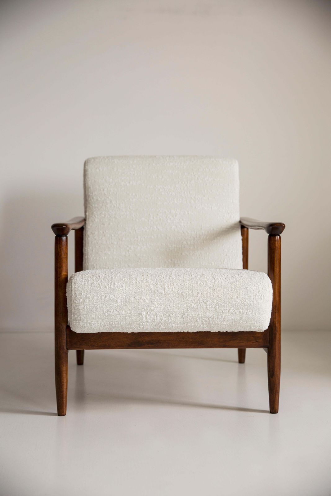 Mid Century White Boucle Armchair, Gfm 142, Edmund Homa, Europe, 1960s photo buy