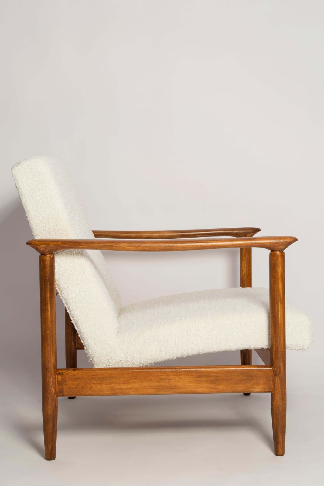 Mid Century Witte Bouclé Fauteuil, Gfm 142, Edmund Homa, Europa, Jaren 1960 photo Meubels