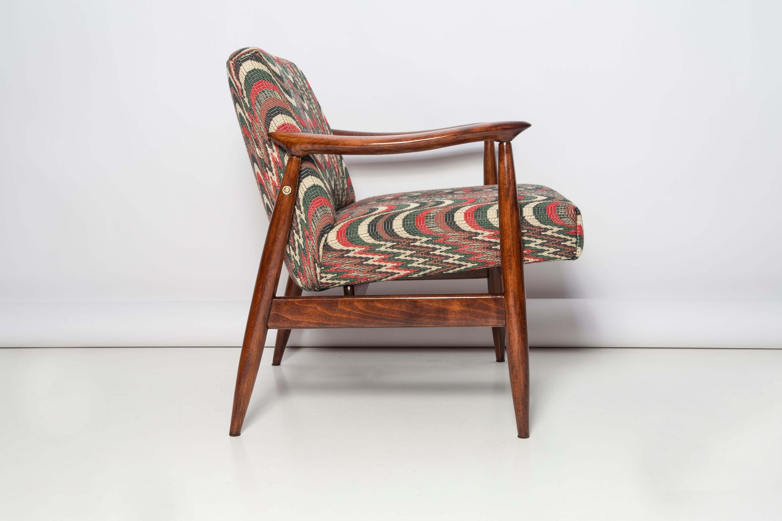 Mid Century Flimflam Jacquard Fauteuil, Ontworpen Door J. Kedziorek, Europa, Jaren 1960 photo for sale