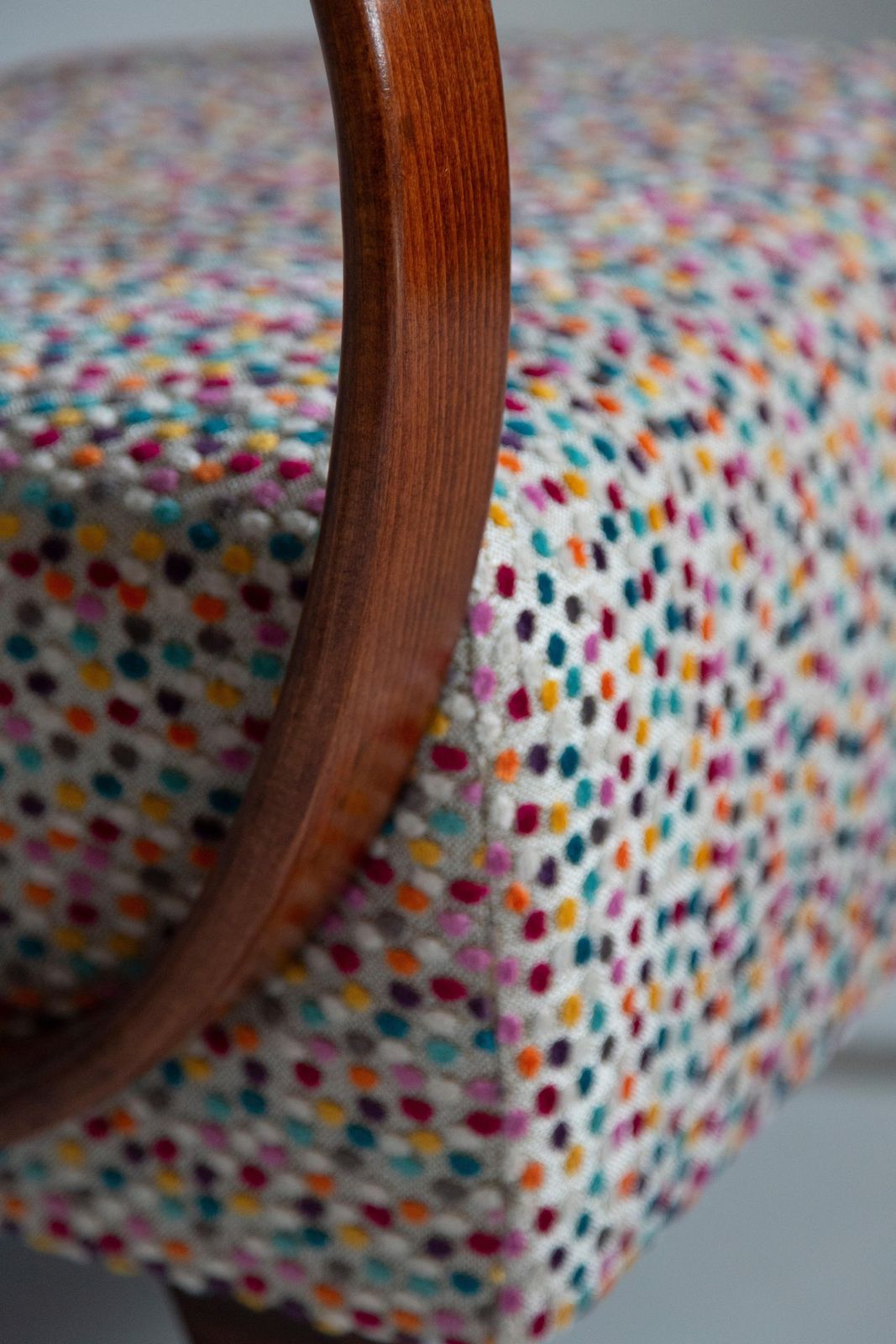 Furniture Mid Century Dots Velvet Armchair By J. Halabala, Czech Republic, 1950s photo