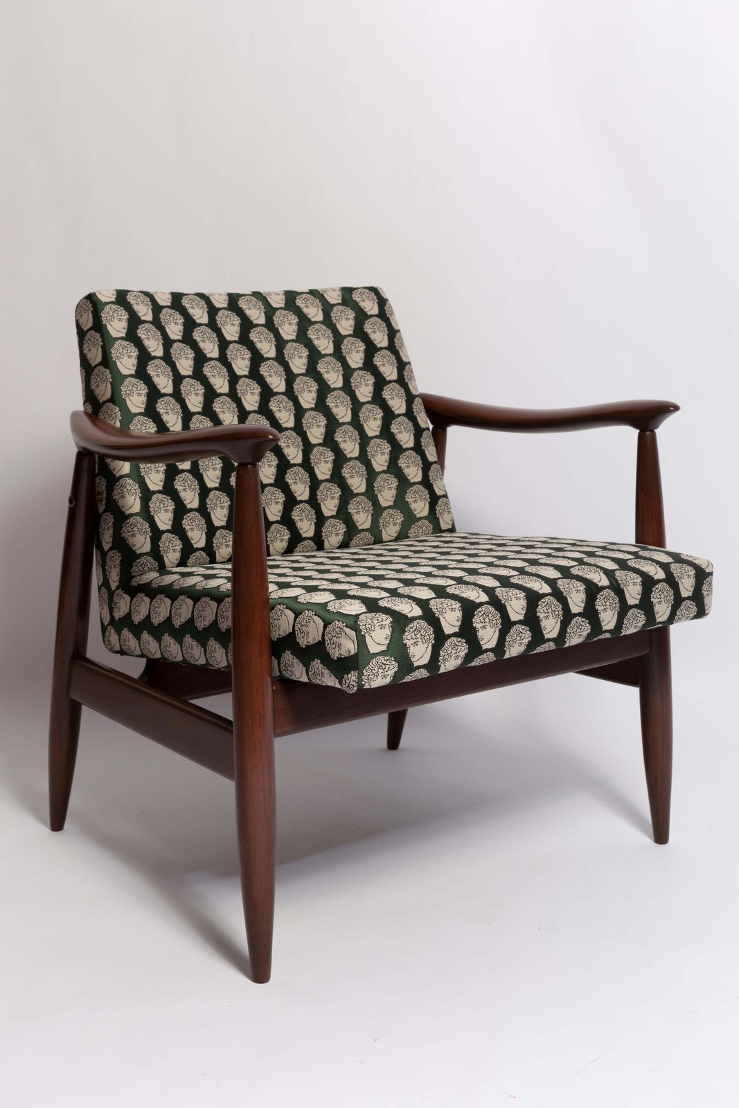 Mid Century David Print Emerald Fauteuil, Ontworpen Door J. Kedziorek, Europa, Jaren 1960 photo 1361.0