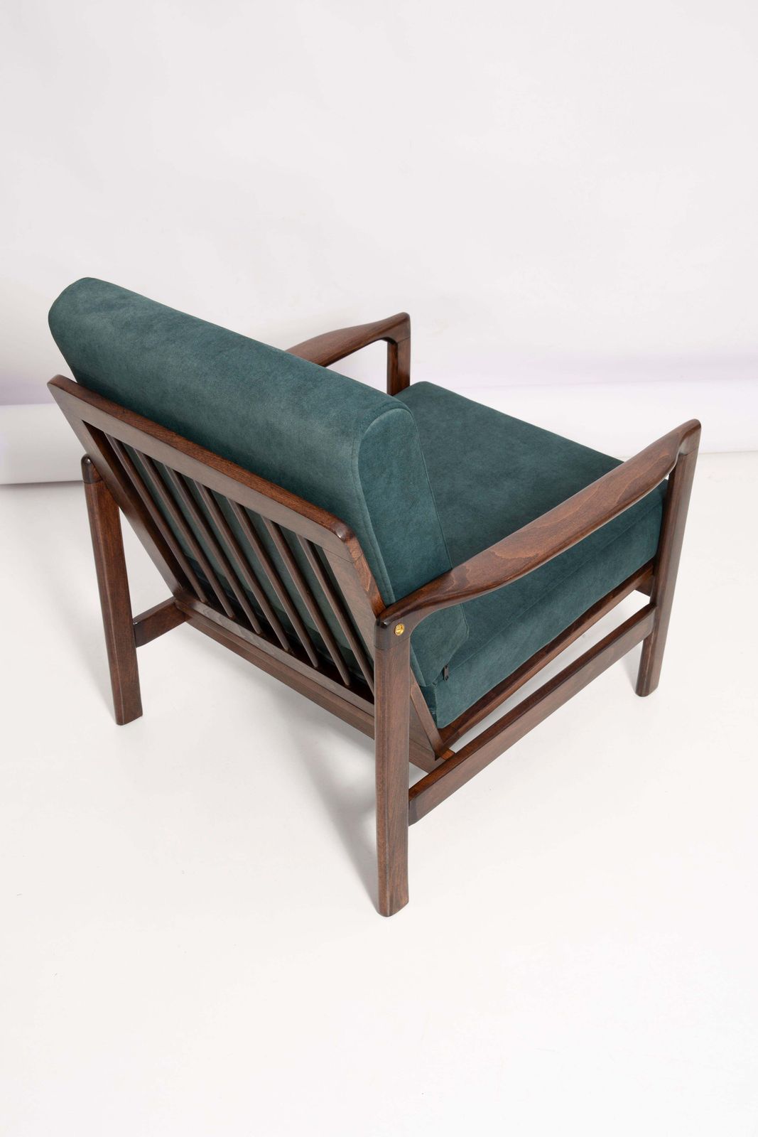 Midcentury Deep Green Velvet Armchair, Zenon Baczyk, Poland, 1960s photo buy