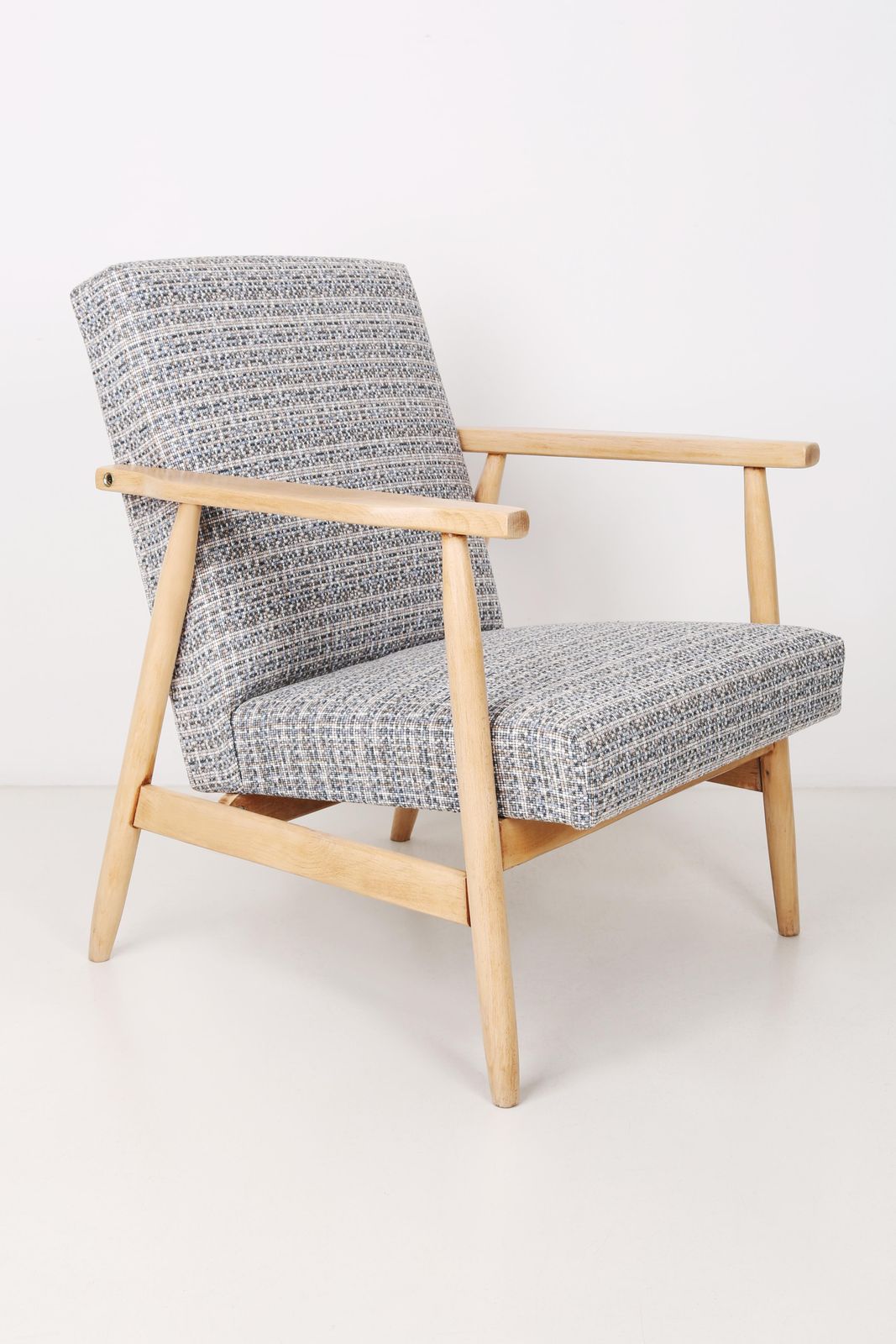 Pair Of Midcentury Blue Pixel Armchairs, Beechwood, H.Lis, Poland, 1960s photo 1361.0