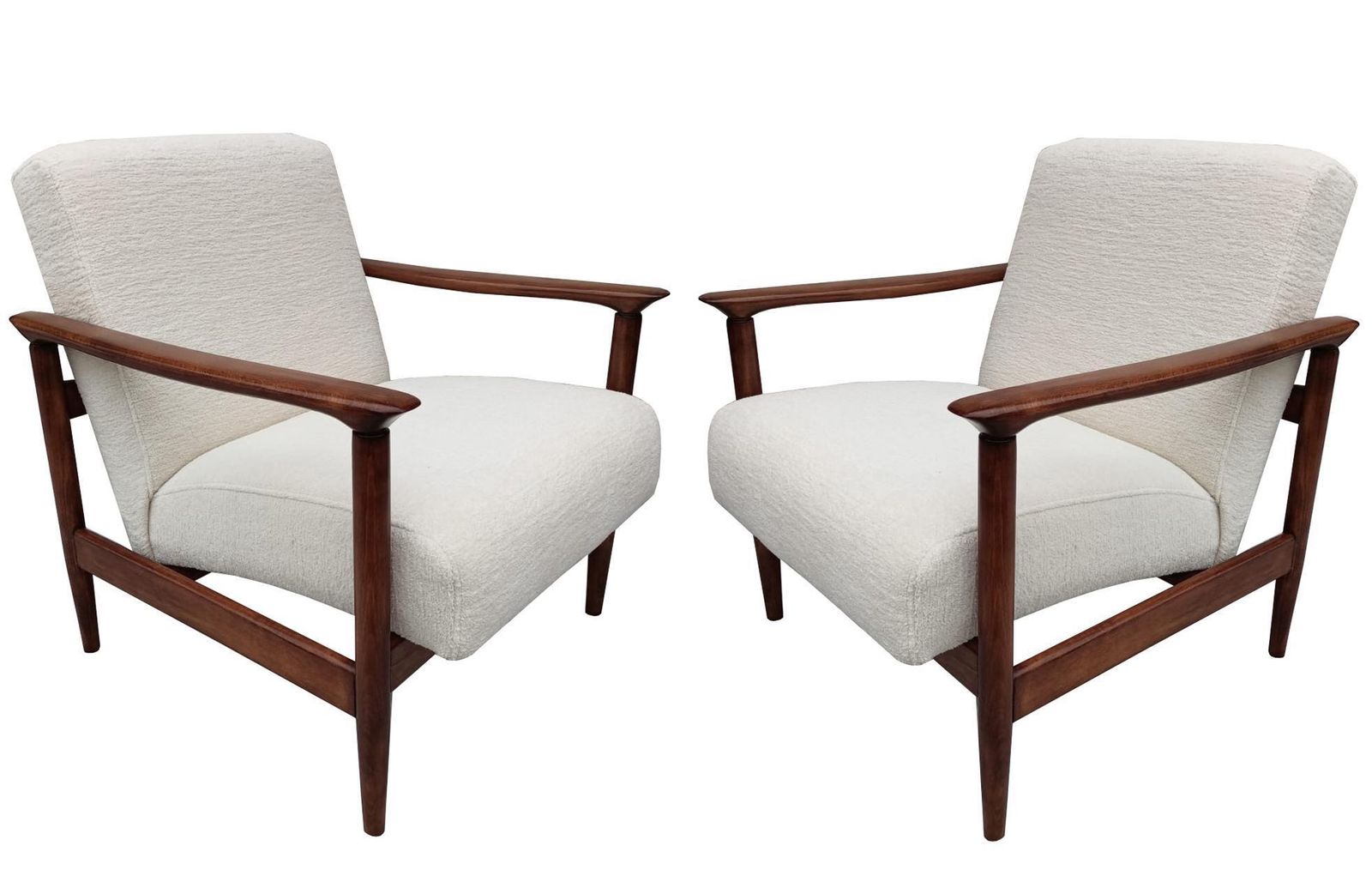photo for sale Mid Century Witte Chenille Fauteuil, Gfm 142, Edmund Homa, Europa, Jaren 1960