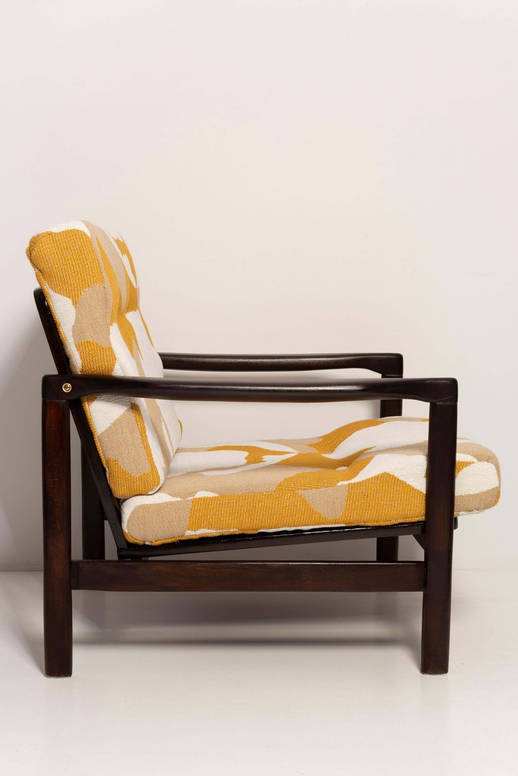 Mid Century Yellow And White Camouflage Armchair, Zenon Baczyk, Poland, 1960s photo 1446.0