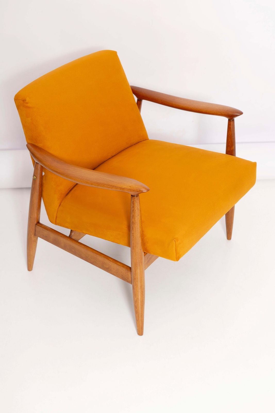 Pair Of Mid Century Yellow Armchairs, Designed By J. Kedziorek, Poland, 1960s photo for sale
