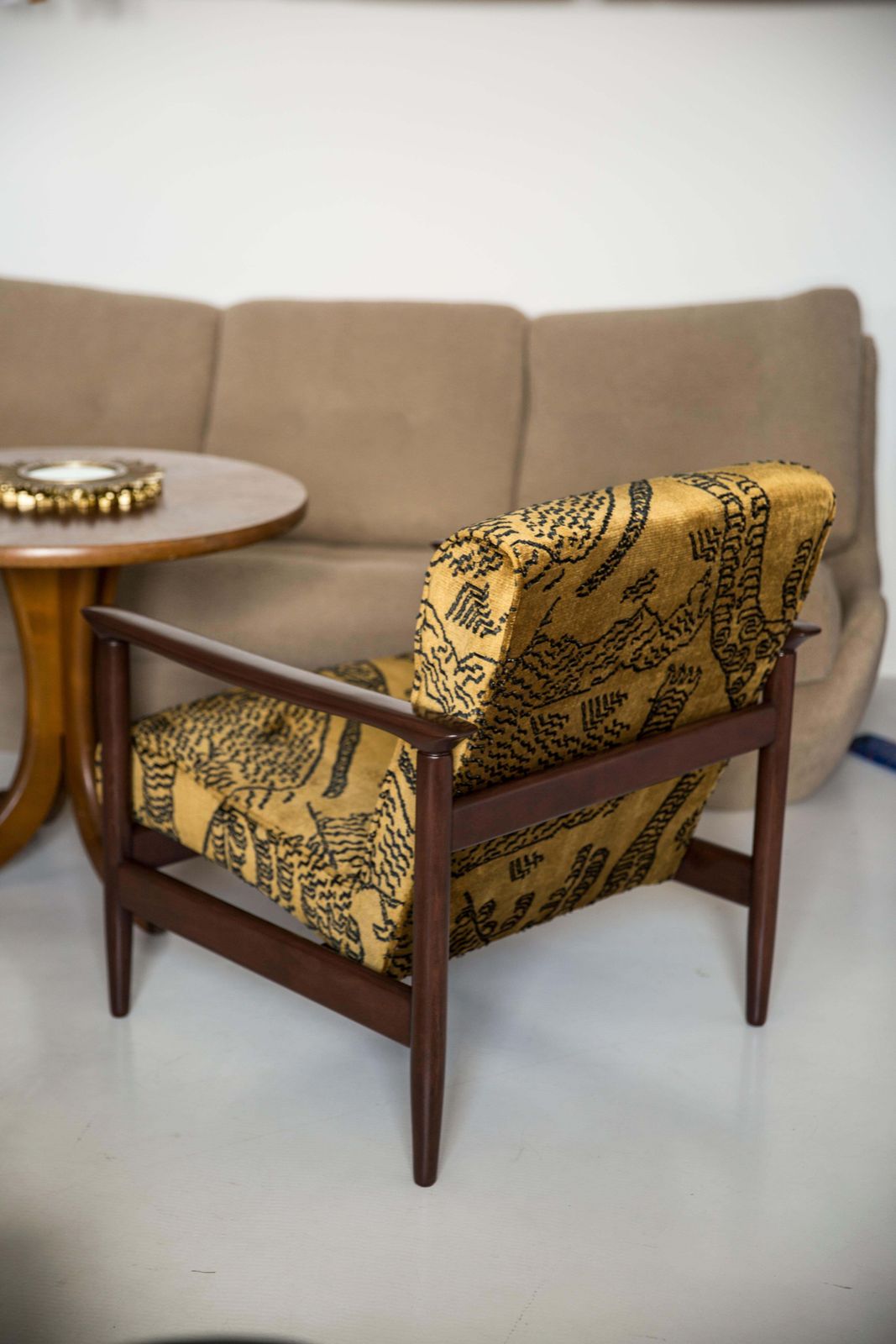 Furniture Mid Century Tiger Mountain Velvet Armchair, Gfm 142, Edmund Homa, Europe, 1960s photo