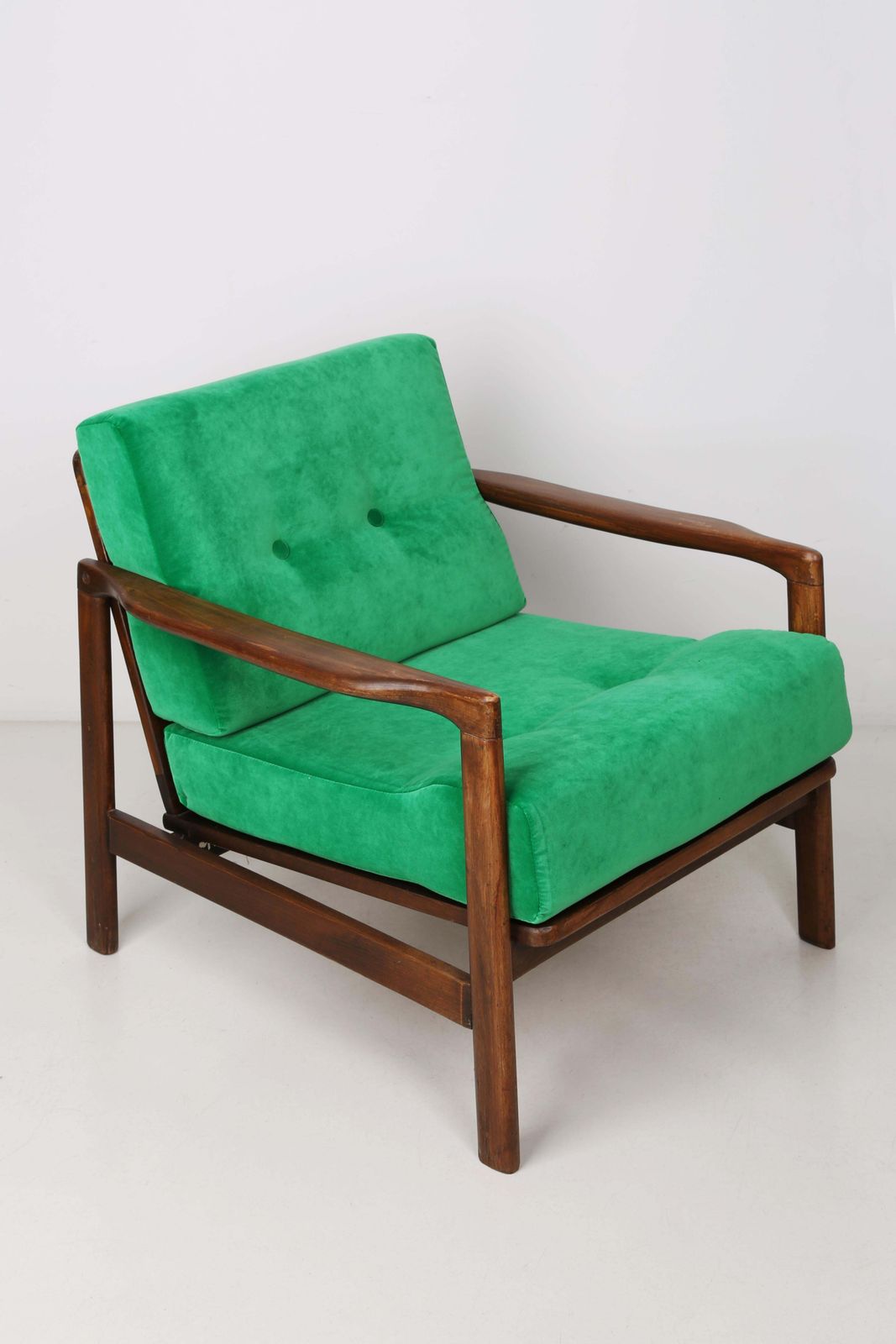 Paar Mid Century Groene Velvet Fauteuils, Zenon Baczyk, Jaren 1960 photo Meubels