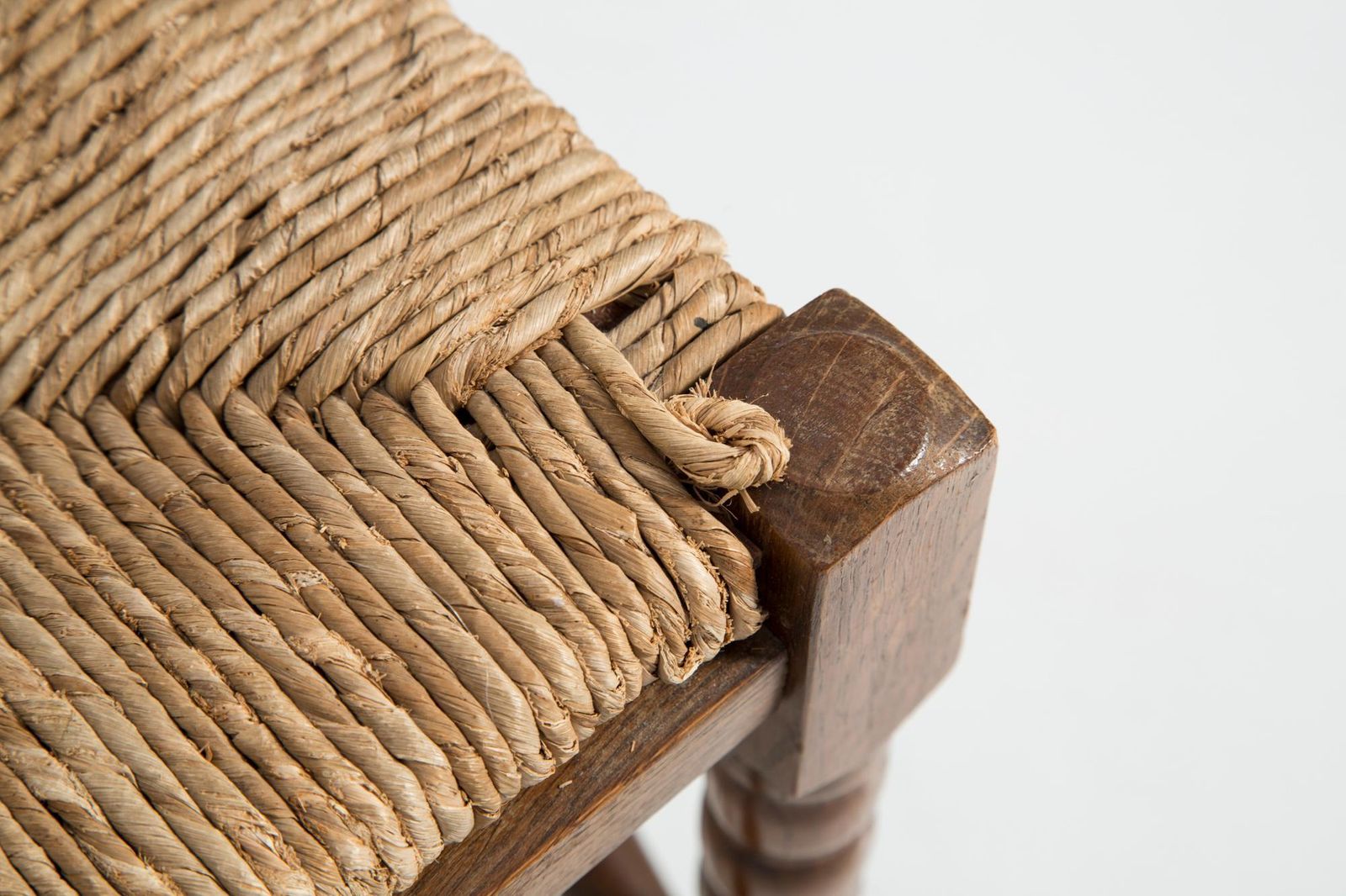 Mid Century Antique Provincial Hand Crafted Bobbin Corner Chair, France, 1940s photo vintage