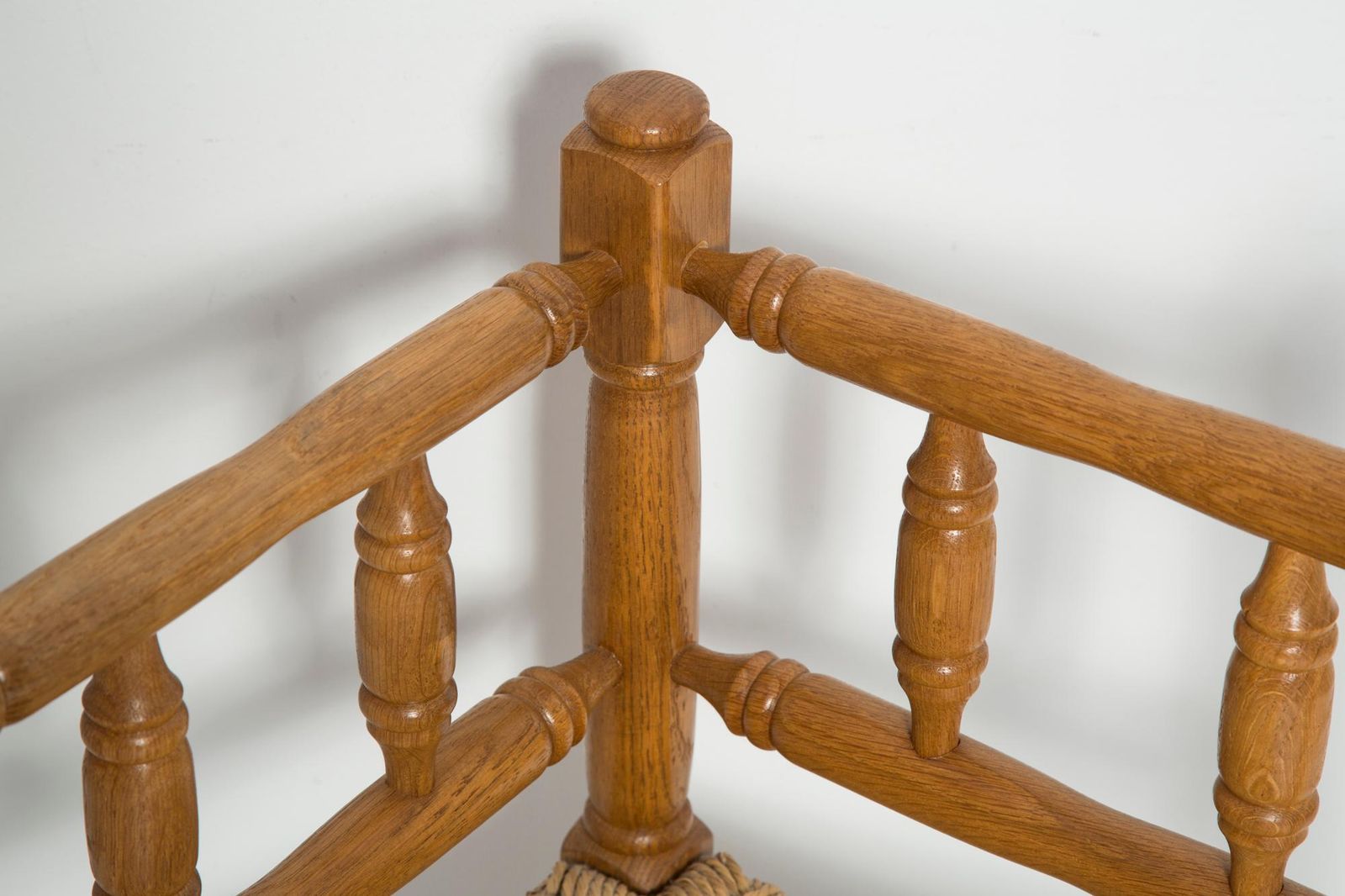 Mid Century Antique Provincial Hand Crafted Bobbin Corner Chair, France, 1940s photo buy