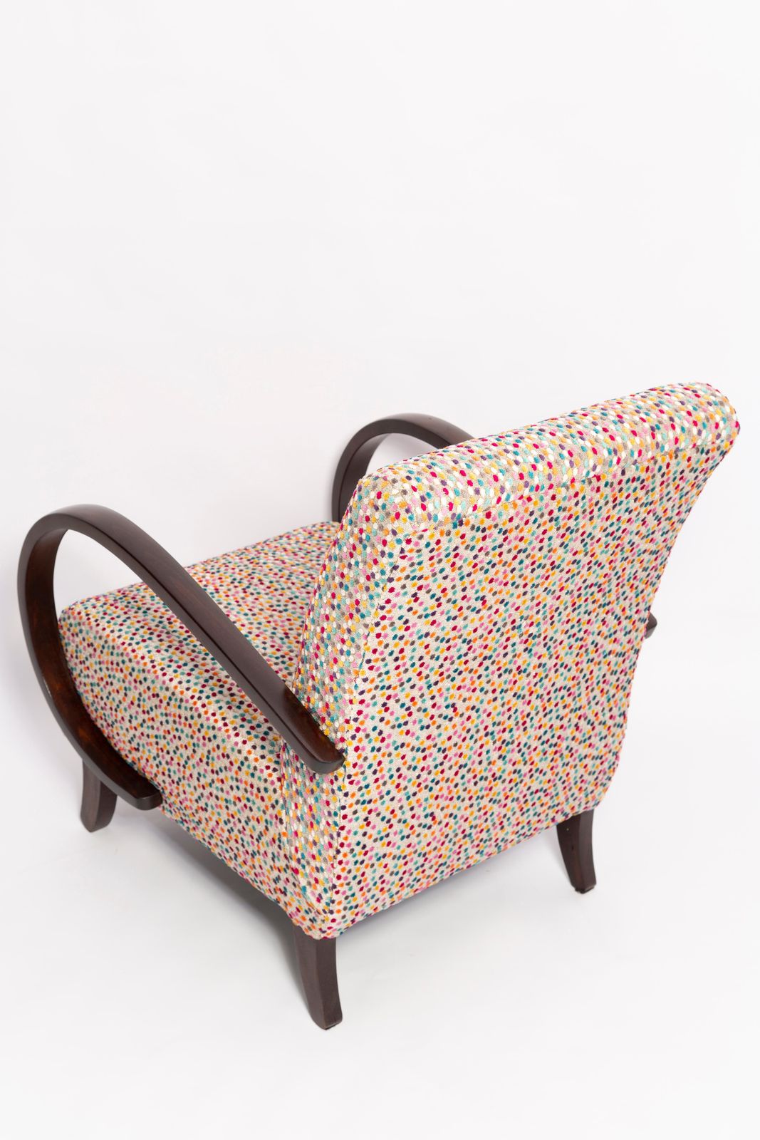 photo vinterior Set Van Twee Mid Century Dots Velvet Fauteuils Van J. Halabala, Tsjechië, Ca. Jaren 1950