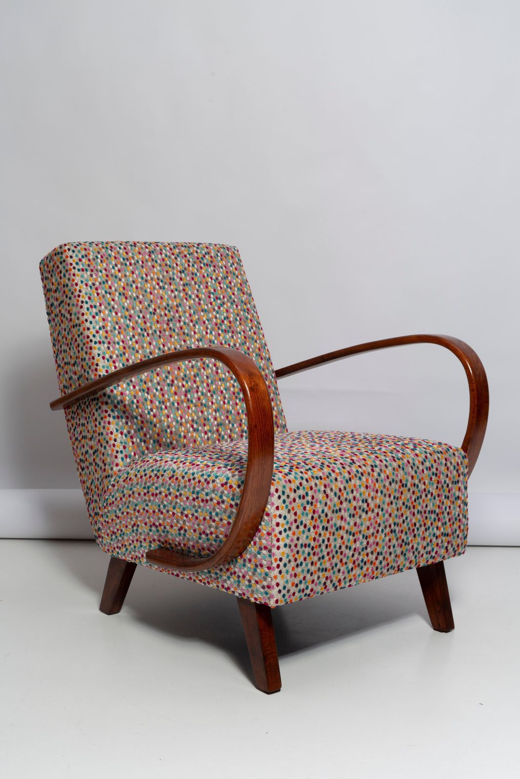 Set Of Two Mid Century Dots Velvet Armchairs By J.Halabala Czech Republic, 1950s photo for sale