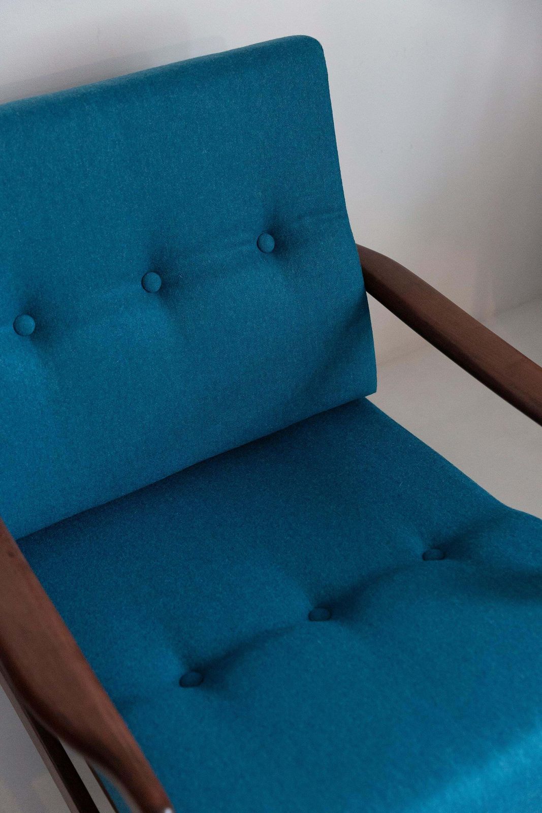 Paar Mid Century Fauteuils In Paars En Blauw Wol, Zenon Baczyk, Polen, Jaren 1960 photo 2551.0