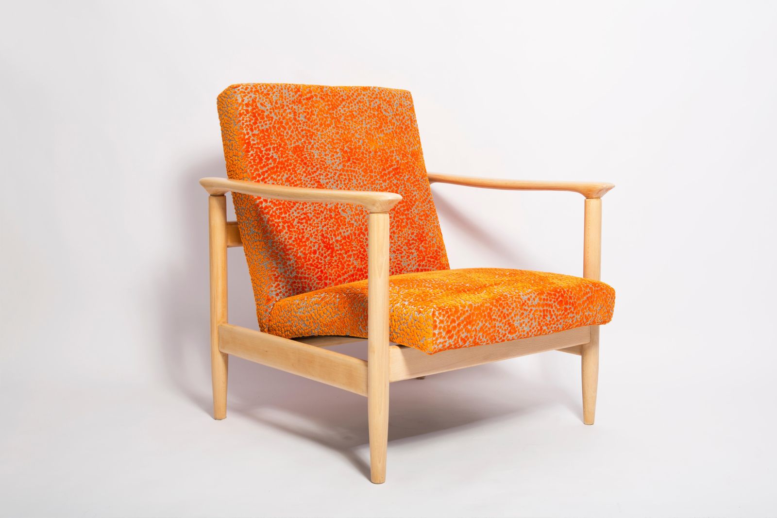 Set Of Two Mid 20th Century Orange Velvet Armchairs, Edmund Homa, Europe, 1960s photo for sale