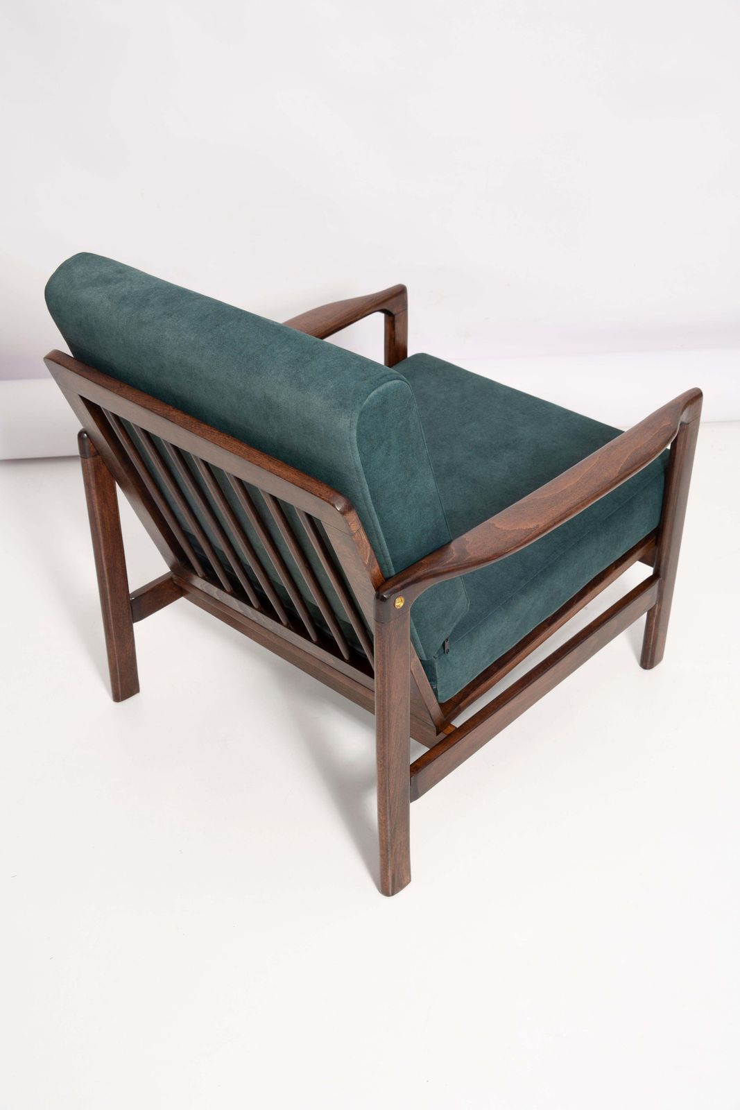 Furniture Set Of Two Midcentury Deep Green Velvet Armchairs, Zenon Baczyk, 1960s photo