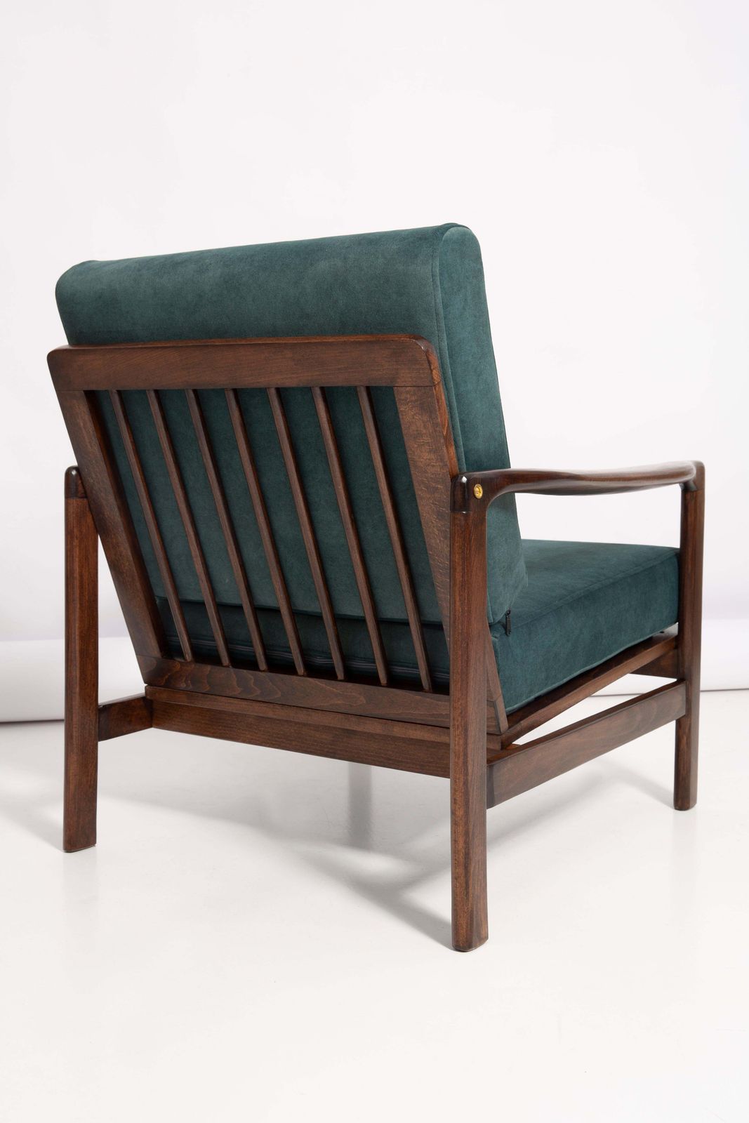 2551.0 Set Of Two Midcentury Deep Green Velvet Armchairs, Zenon Baczyk, 1960s photo