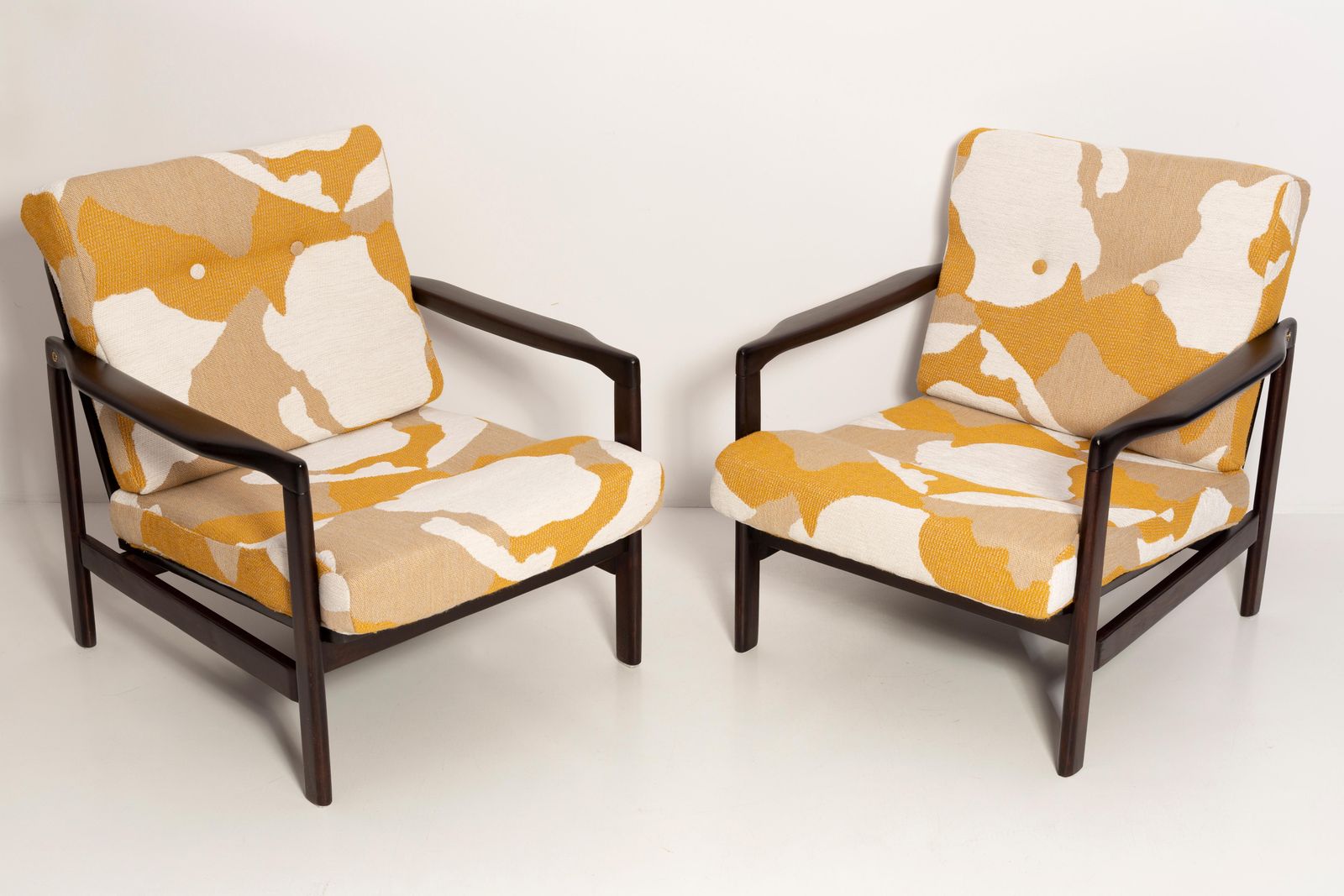 Set Of Two Mid Century Camouflage Armchairs, Zenon Baczyk, Poland, 1960s photo furniture