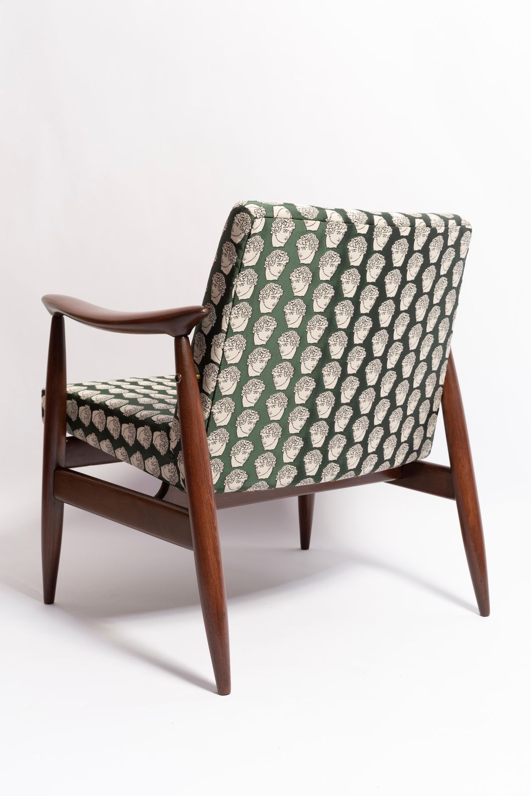 Furniture Pair Of Midcentury David Print Emerald Armchairs, By Kedziorek, Europe, 1960s photo