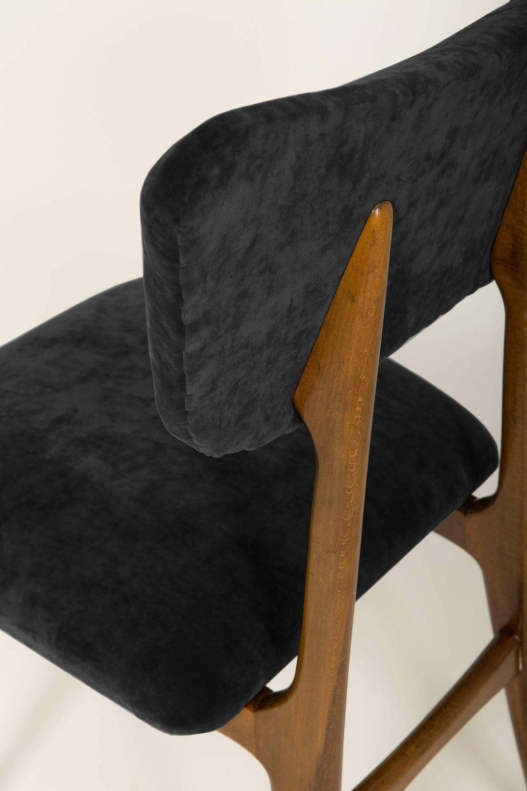 Set Of Six 20th Century Black Velvet Chairs, 1960s photo vinterior