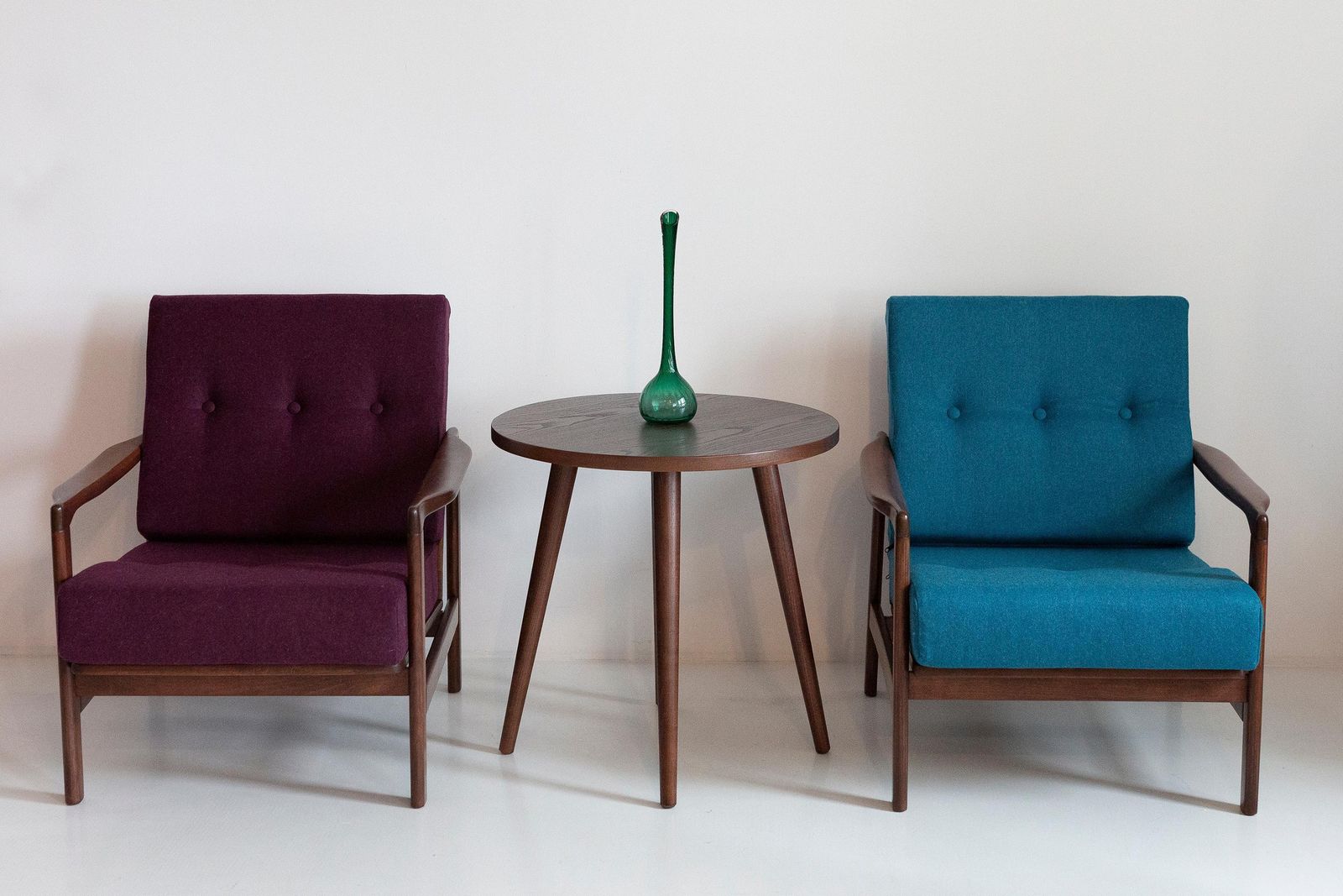 Pair Of Mid Century Armchairs And Coffee Table, Zenon Baczyk, Europe, 1960s photo furniture
