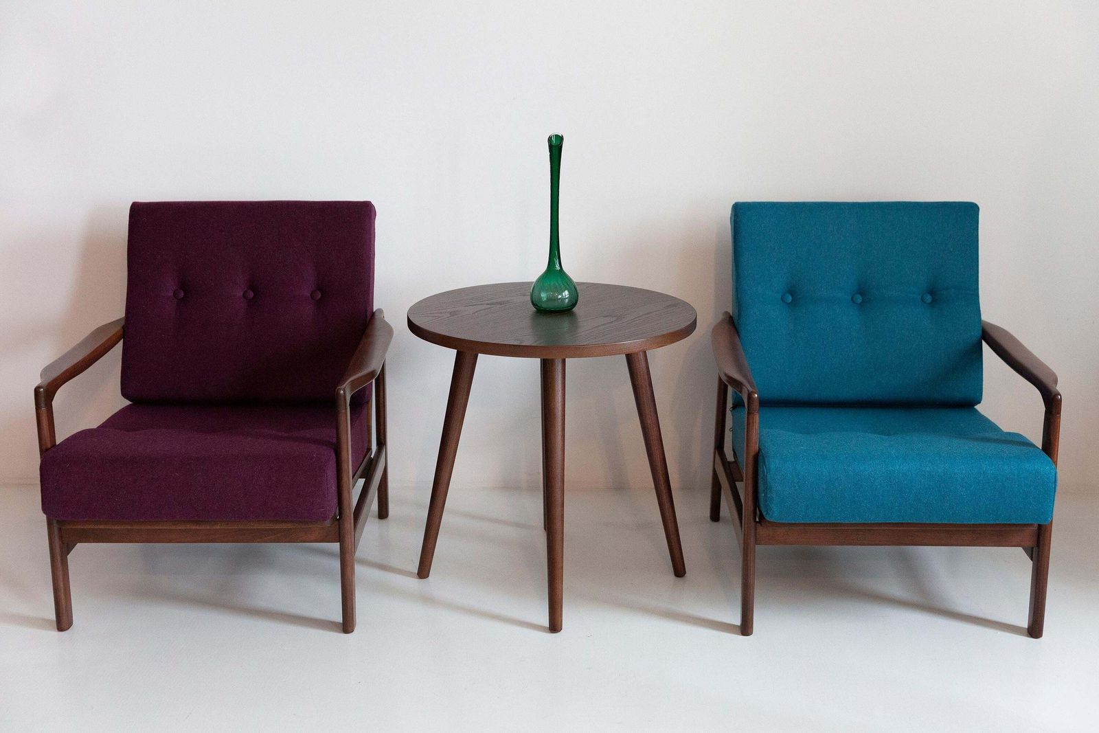 Pair Of Mid Century Armchairs And Coffee Table, Zenon Baczyk, Europe, 1960s photo Furniture
