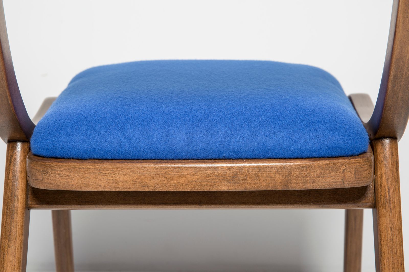 photo furniture Set Of Six Mid Century Modern Bumerang Chairs, Royal Blue Wool, Poland, 1960s