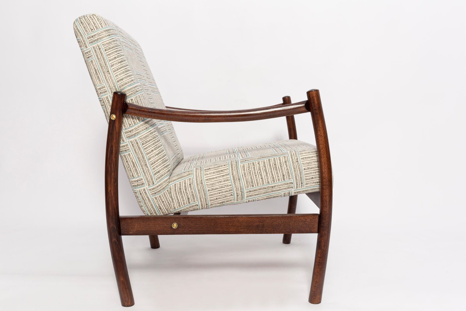 Paar Mid Century Vintage Fauteuils, Beige En Blauw Linnen, Europa, Jaren 1960 photo 3403.0