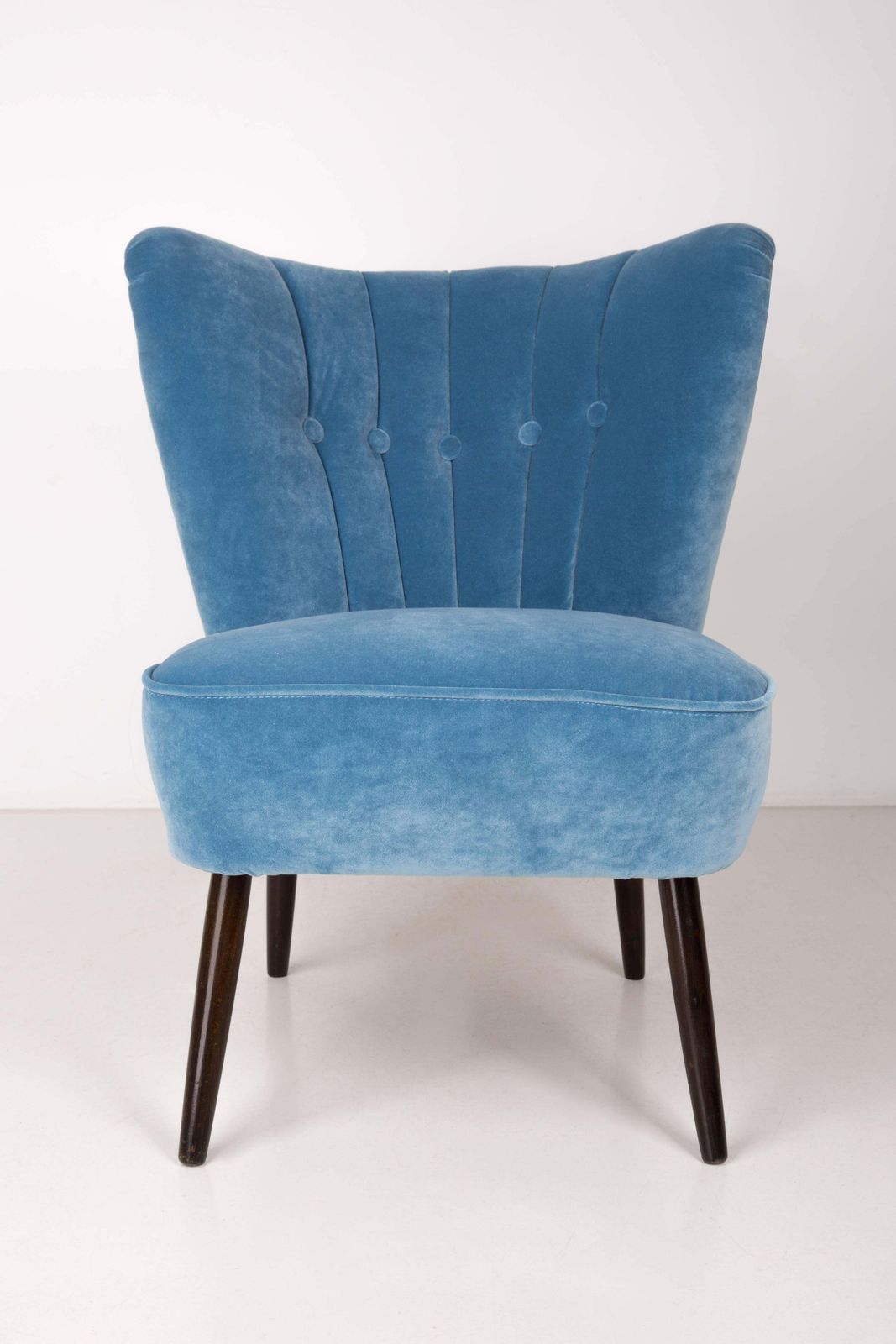 Midcentury Baby Blue Velvet Armchair, Germany, 1960s photo furniture