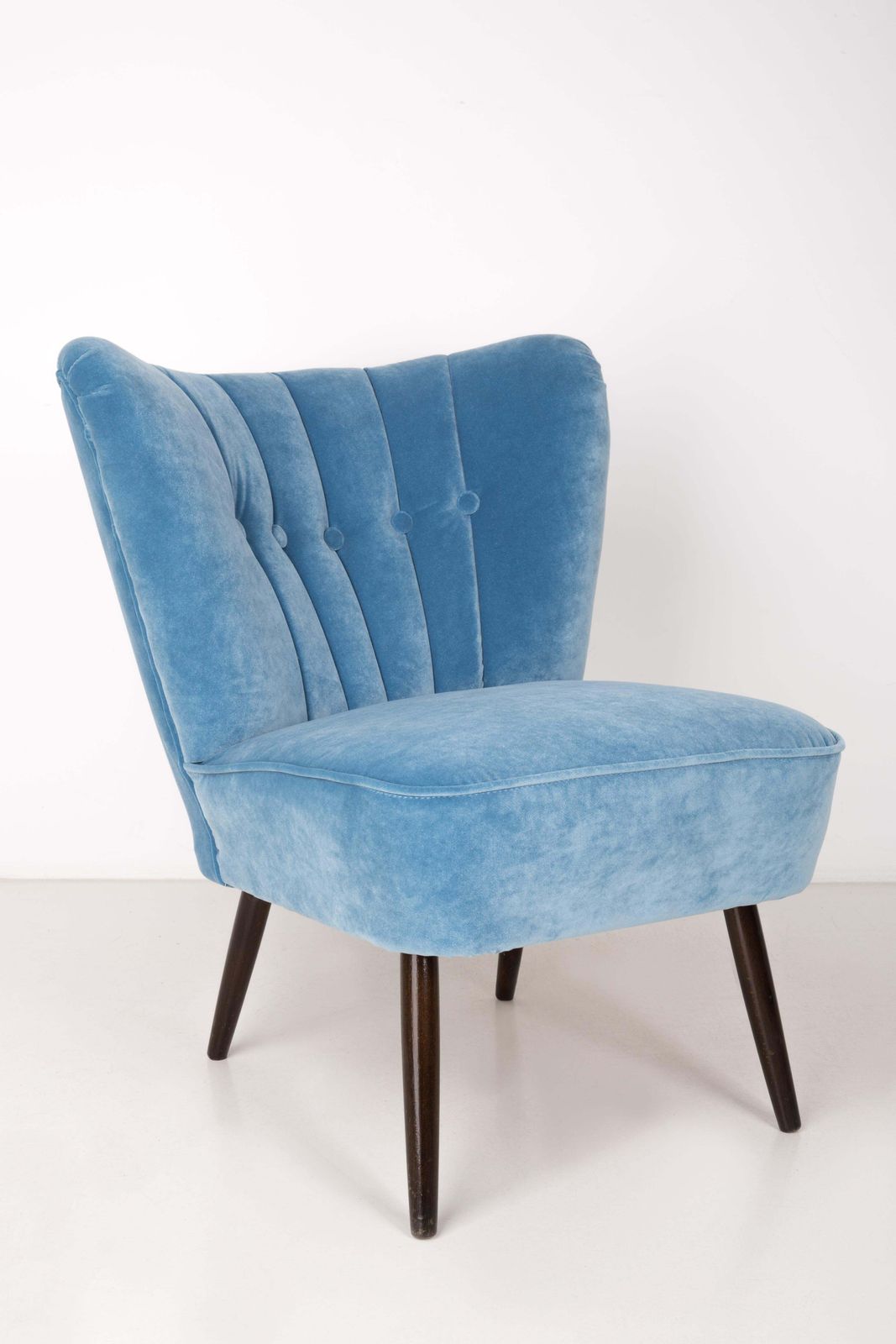 Midcentury Baby Blue Velvet Armchair, Germany, 1960s photo Furniture