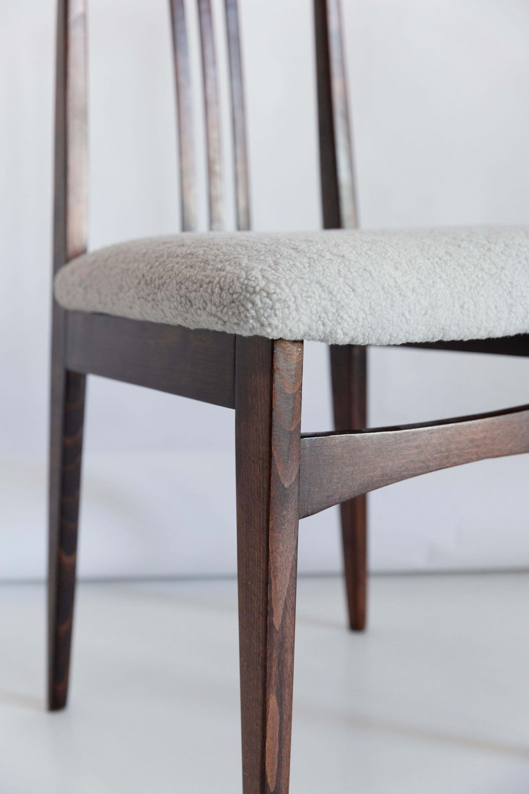 Set Of Six Mid Century Light Linen Boucle Chairs, By Zielinski, Poland, 1960s photo for sale