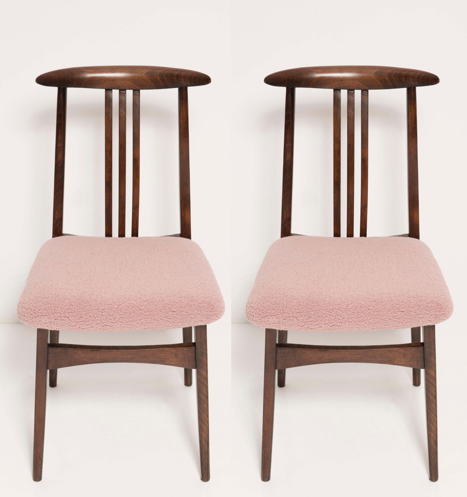 Set Of Six Pink Boucle Chairs, By Zielinski, Poland, 1960s photo for sale