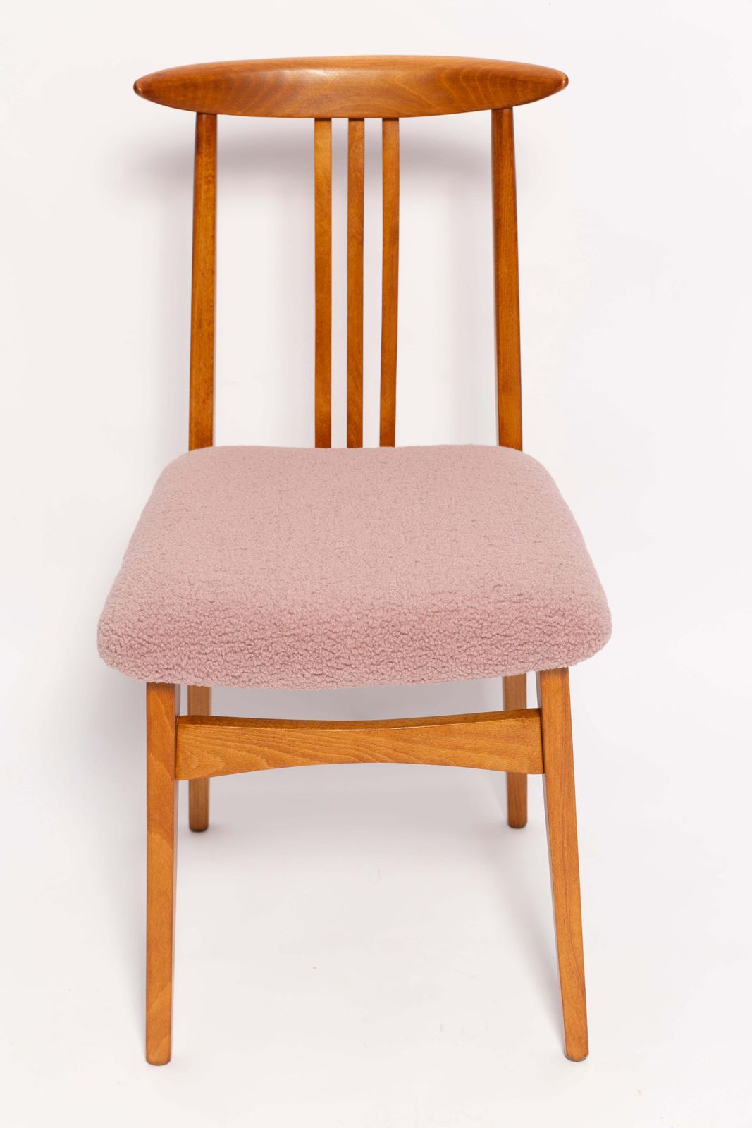 Set Of Six Mid Century Pink Blush Boucle Chairs, By M. Zielinski, Europe, 1960s photo for sale