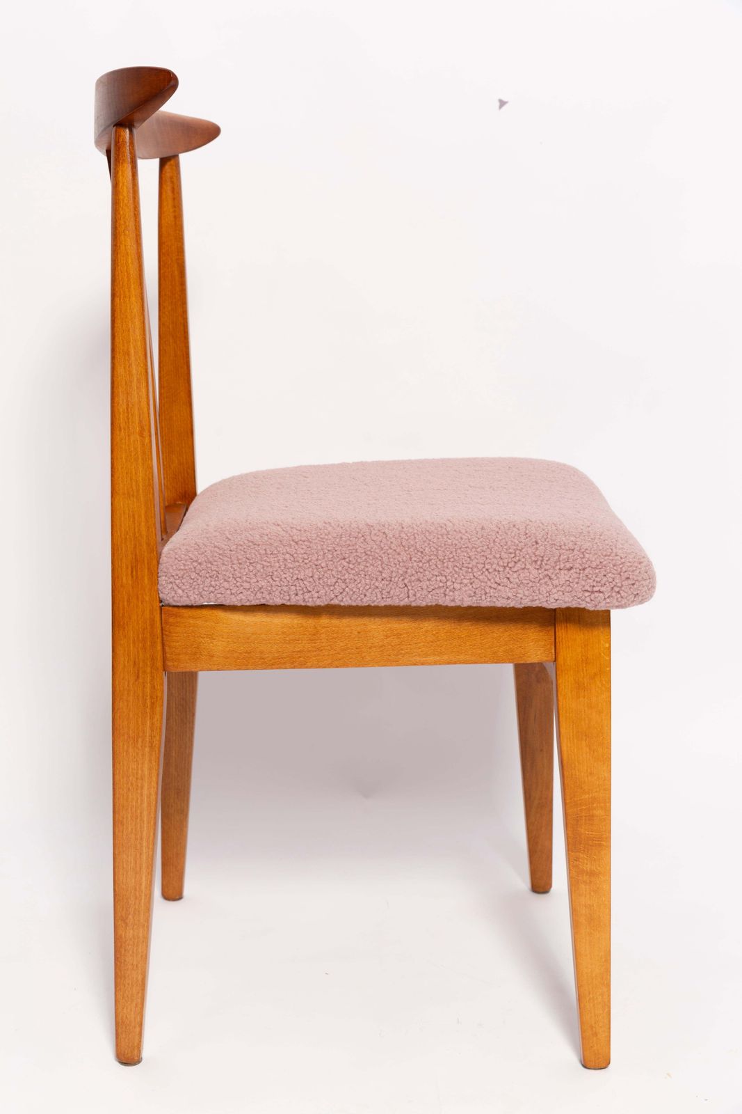 Set Of Six Mid Century Pink Blush Boucle Chairs, By M. Zielinski, Europe, 1960s photo Furniture