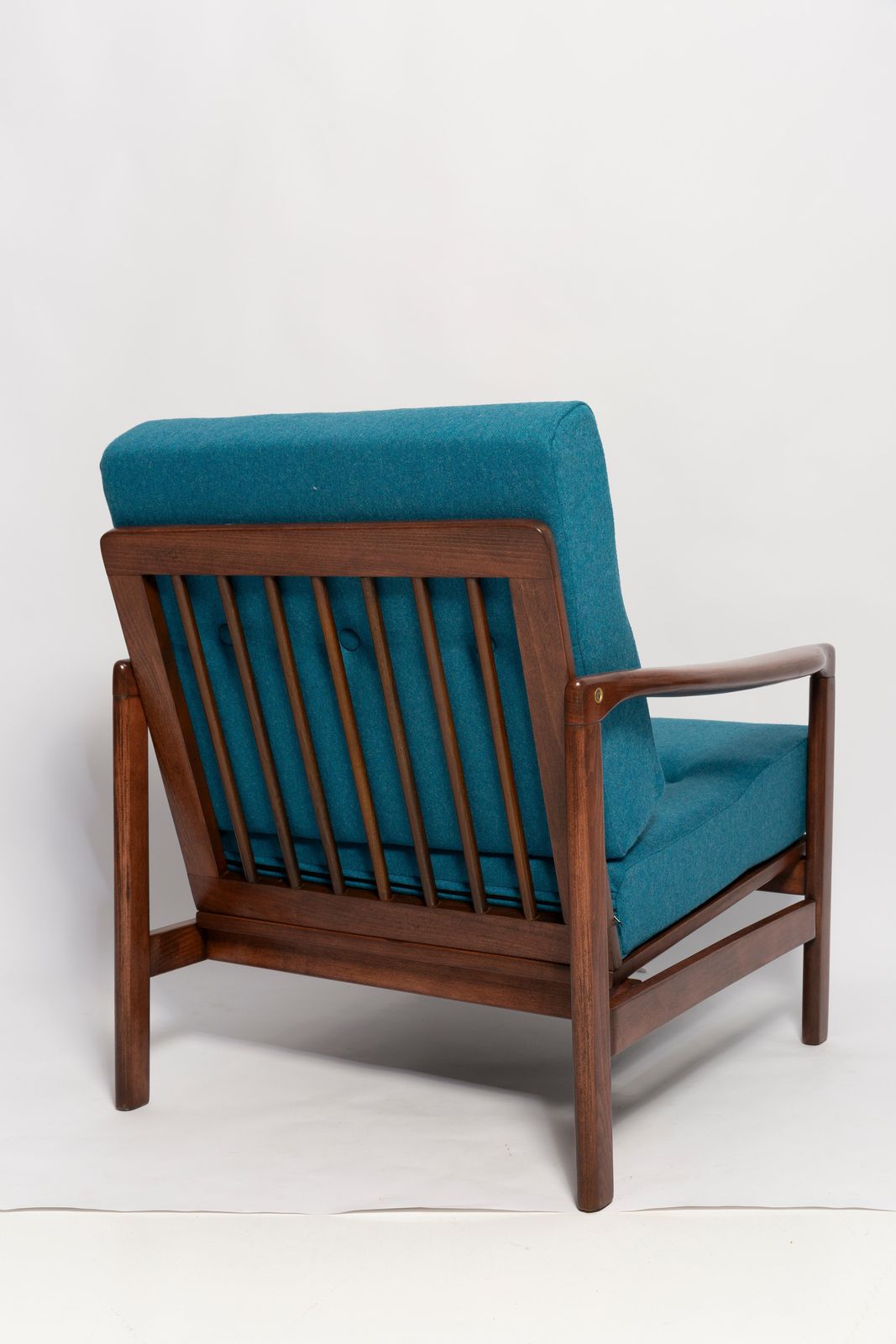 Furniture Pair Of Mid Century Acqua Blue Wool Armchairs, Zenon Baczyk, Poland, 1960s photo