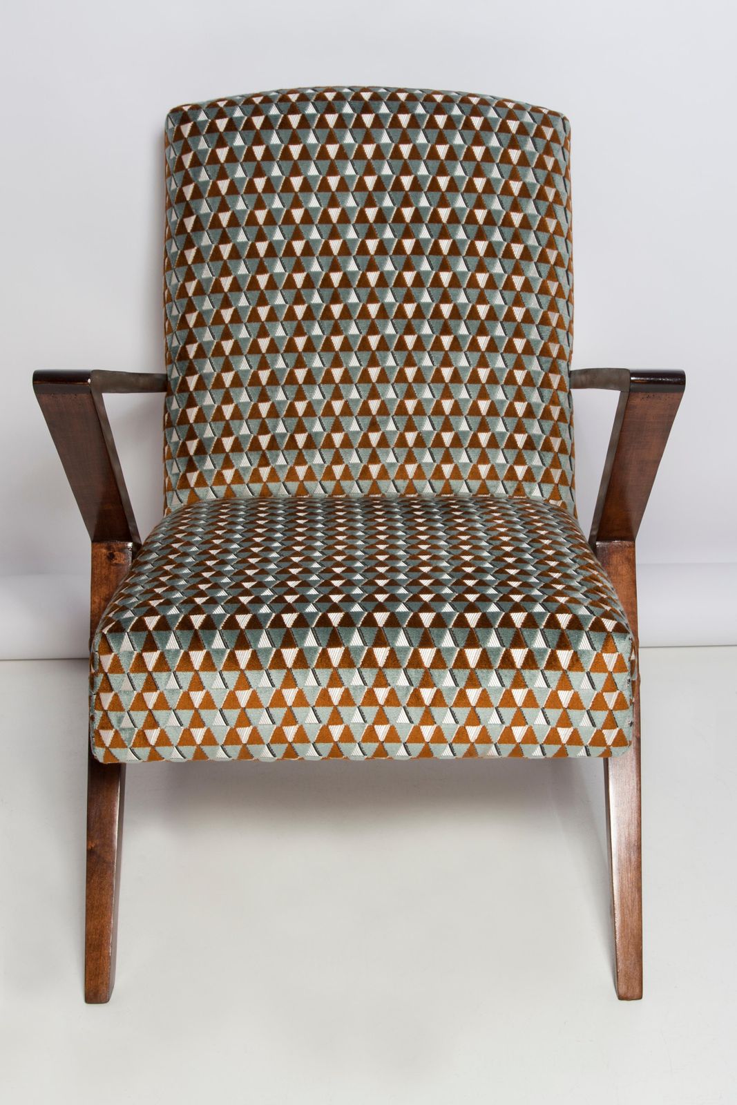 photo for sale Set Of Two Mid Century Unique Zet Armchairs, Triangle Velvet, 1970s, Europe