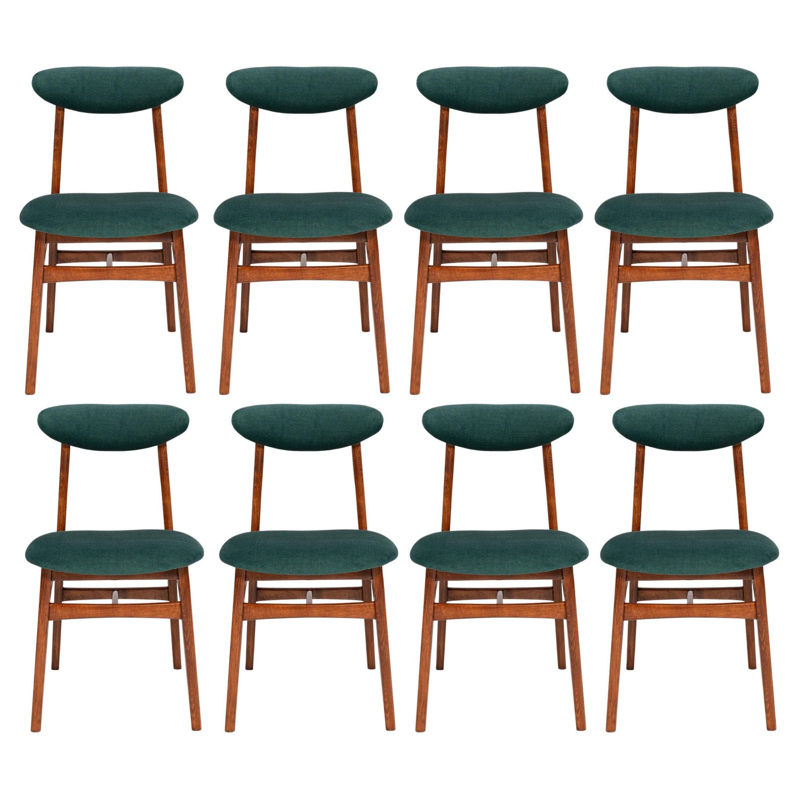 Set Of Eight 20th Century Dark Green Rajmund Halas Chairs, Poland, 1960s